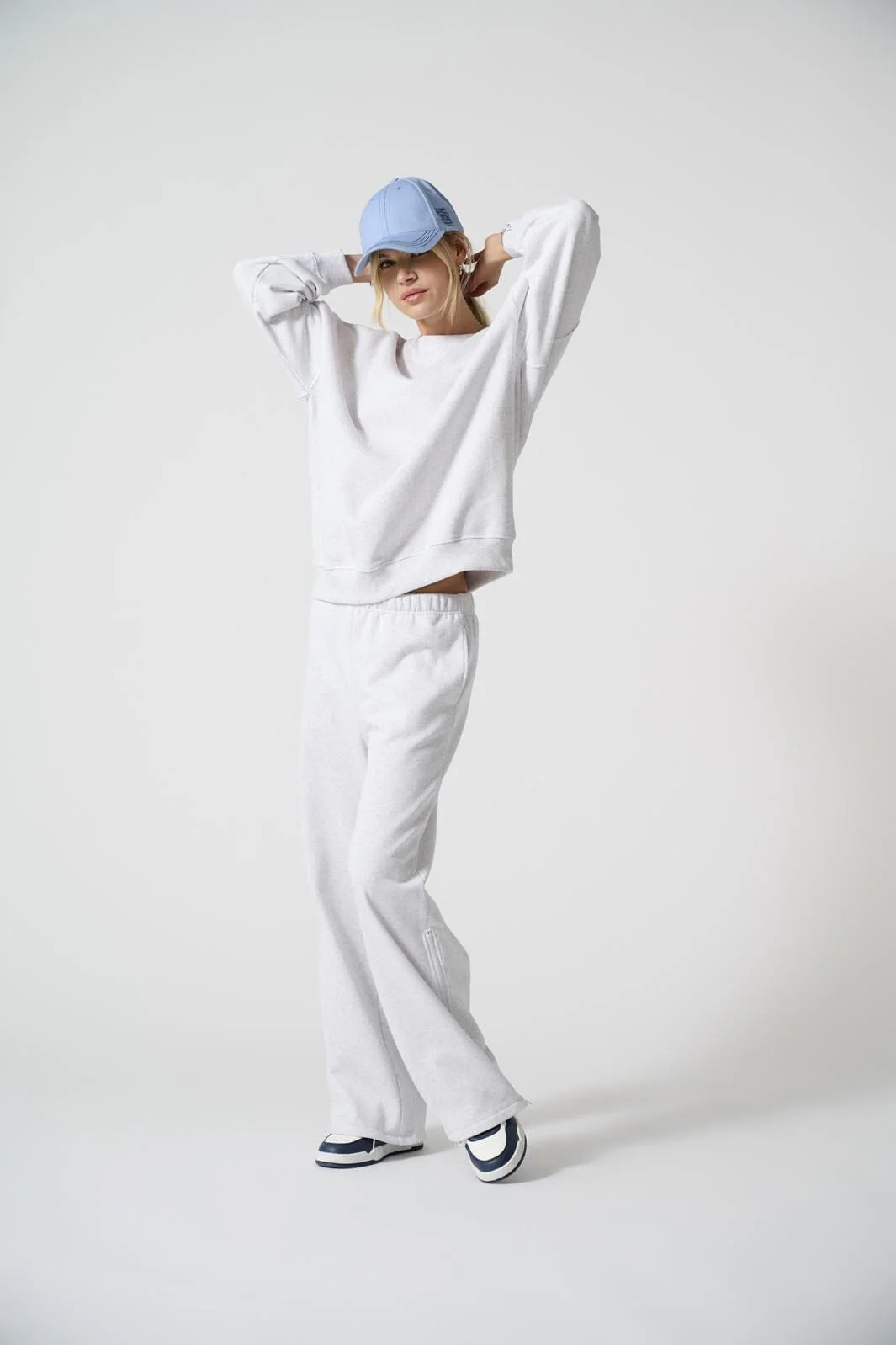 Only - Onlelliot Wide Zip Pant Swt - 4638151 Light Grey Melange Labels Brooklyn - Image 4