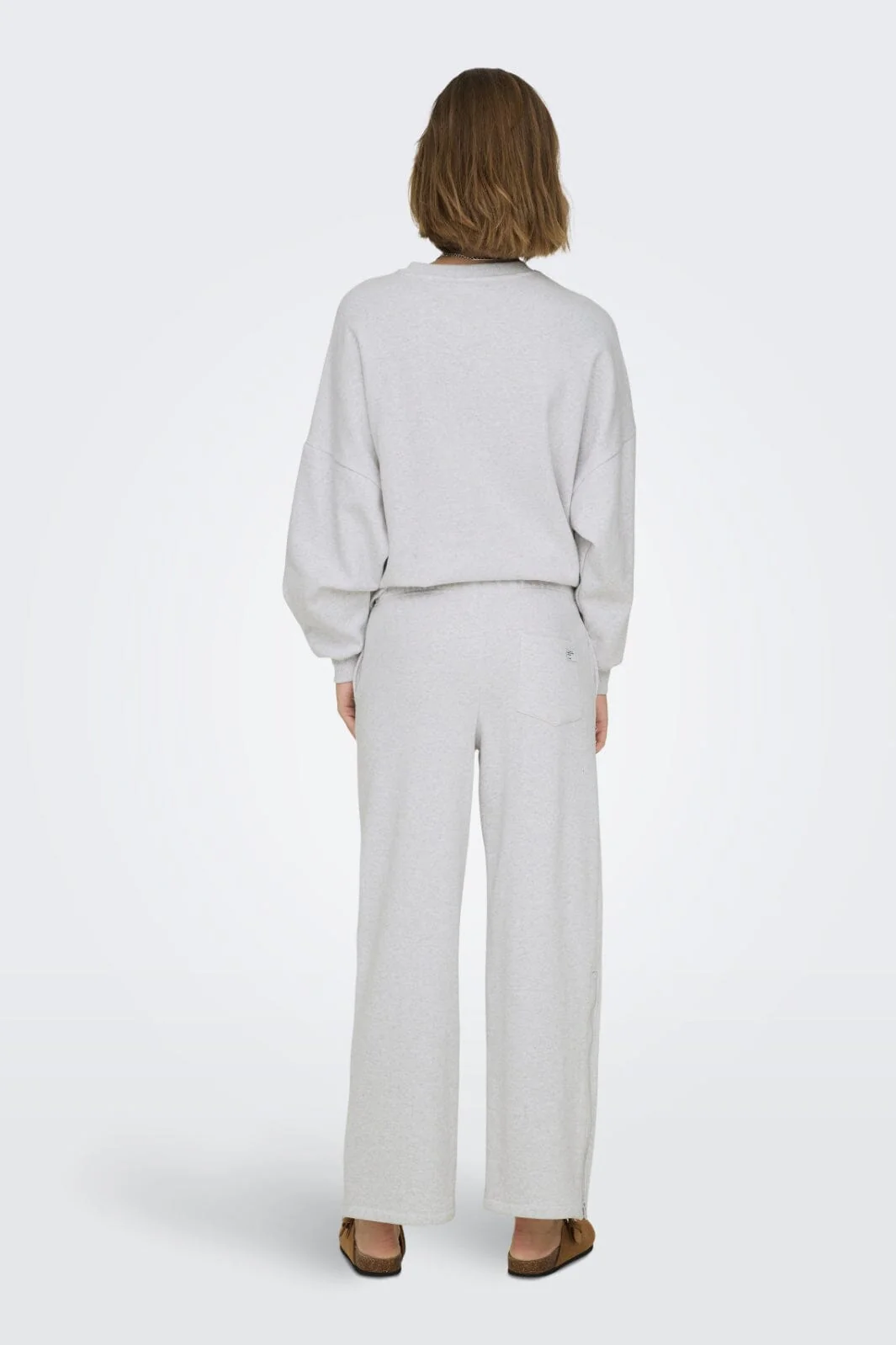 Only - Onlelliot Wide Zip Pant Swt - 4638151 Light Grey Melange Labels Brooklyn - Image 6