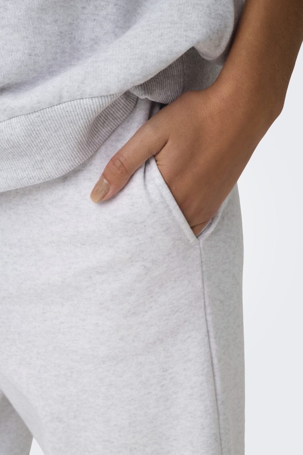 Only - Onlelliot Wide Zip Pant Swt - 4638151 Light Grey Melange Labels Brooklyn - Image 7