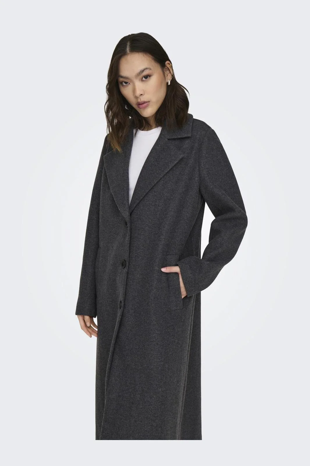 Only - Onlemma Life Reg. Long Coat - 4419727 Dark Grey Melange - Image 7