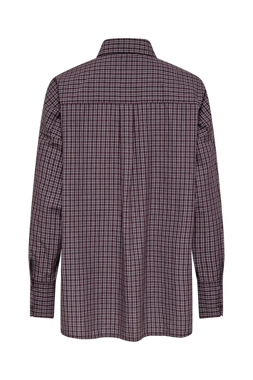 Only - Onlfenna L/S Oversize Check Shirt - 5025179 Winetasting Grey / White Check - Image 2