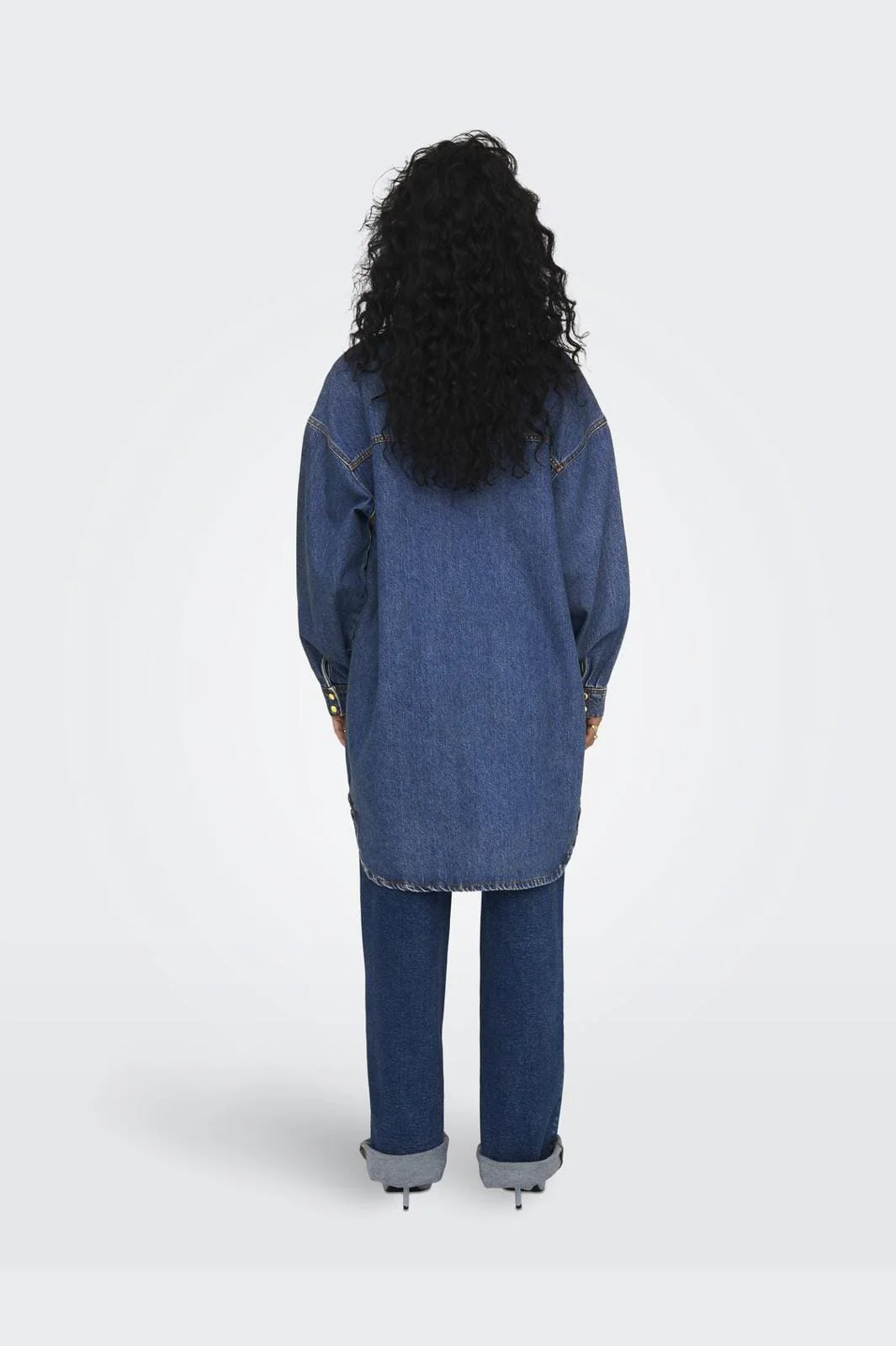 Only - Onlfloyd Ls Ovs Dress Azg - 4706110 Medium Blue Denim - Image 4