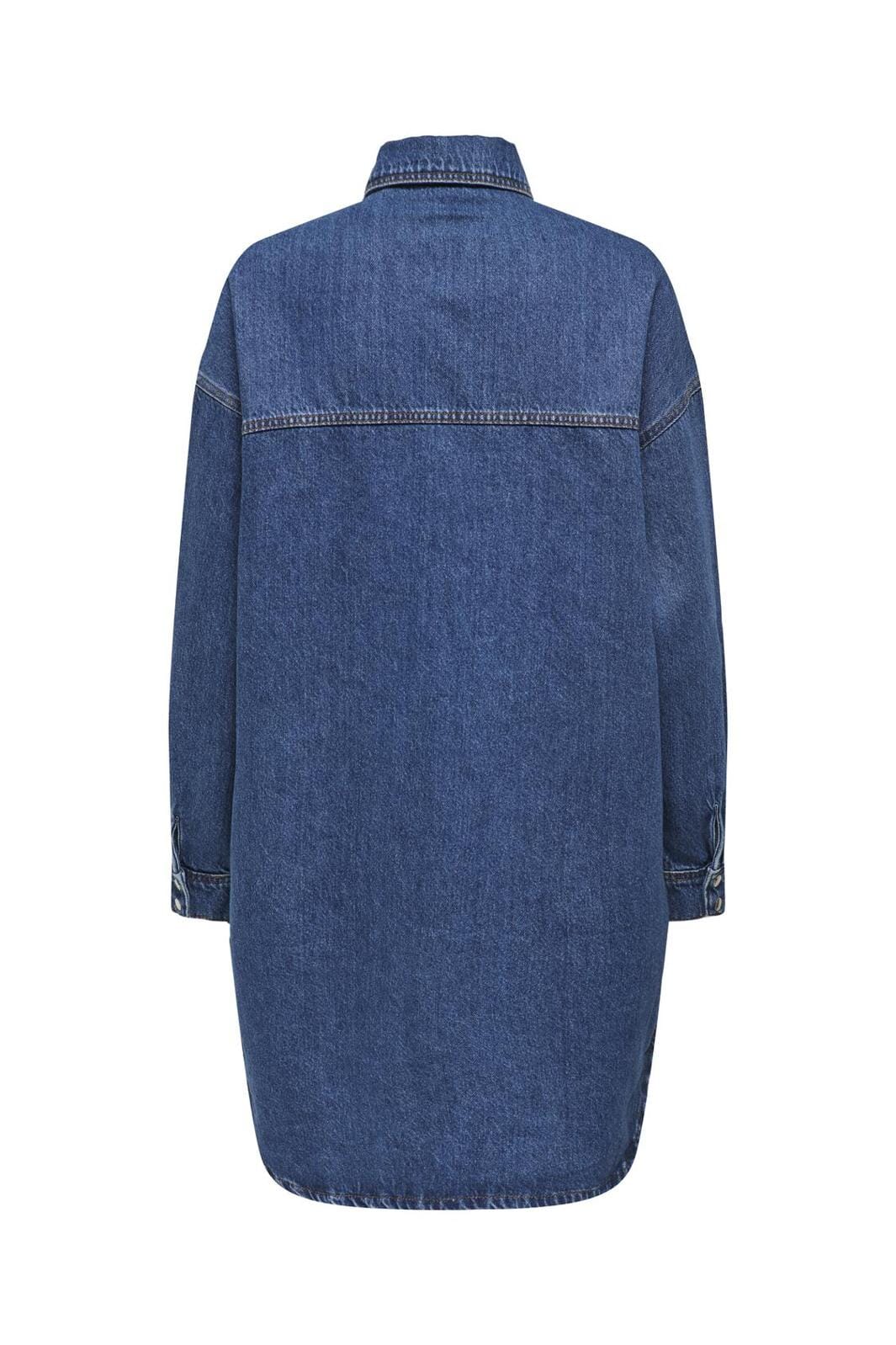 Only - Onlfloyd Ls Ovs Dress Azg - 4706110 Medium Blue Denim - Image 5