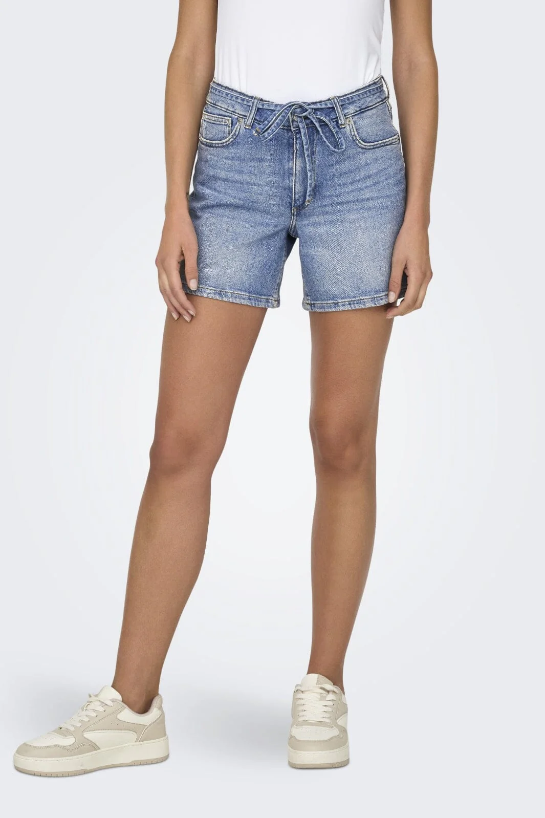 Only - Onlgianna Belted Shorts Azg - 4888972 Light Blue Denim - Image 3