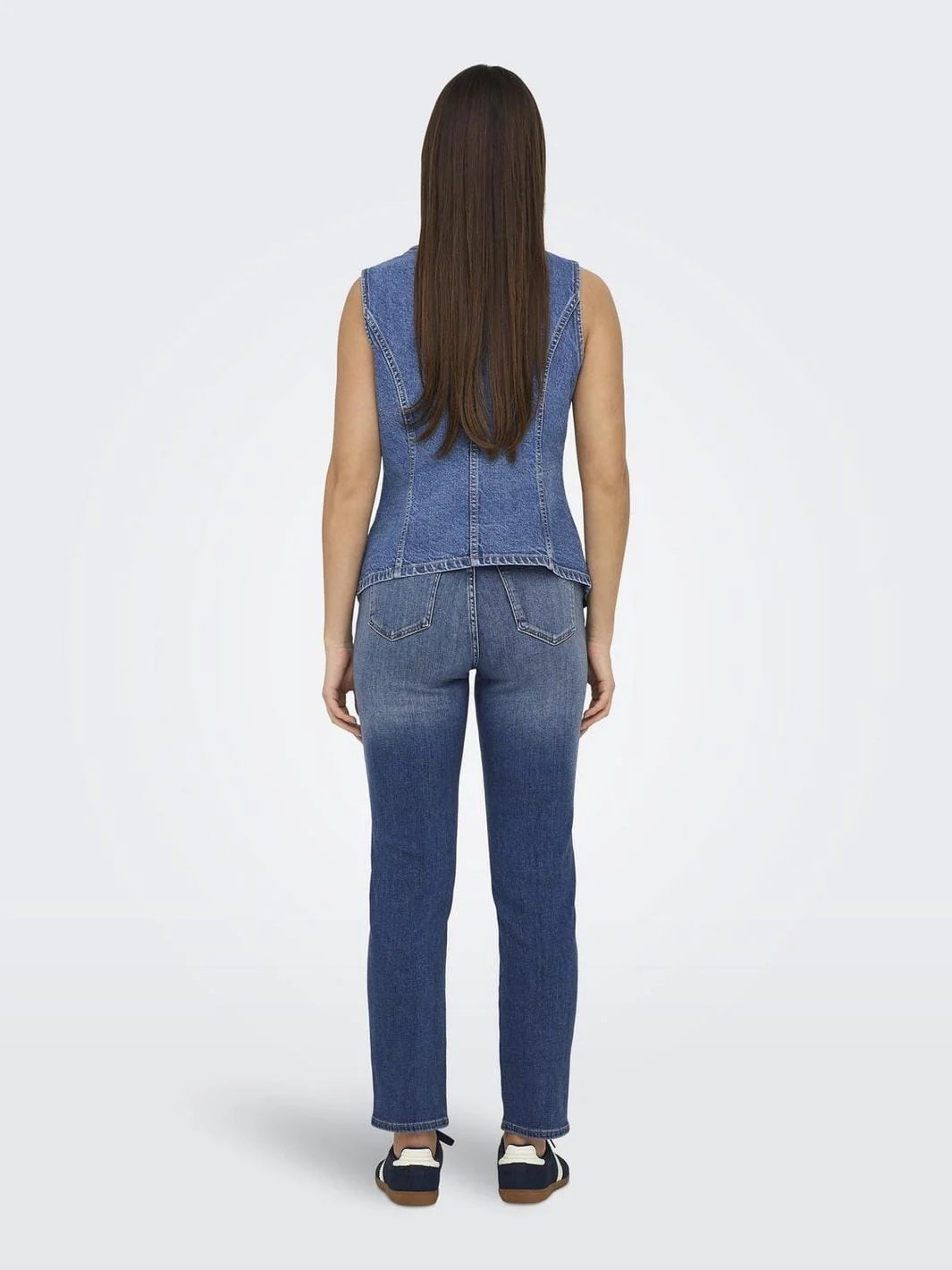 Only - Onlgiulina S/L Button Waistcoat Mae - 4821241 Medium Blue Denim - Image 4