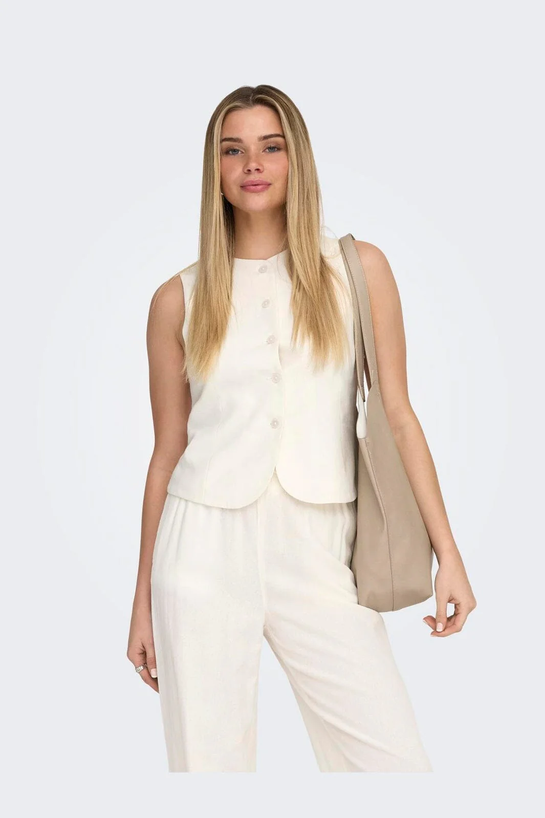 Only - Onlgoa S/L Linen Bl Waistcoat Cc Tlr - 4910243 Cloud Dancer - Image 2