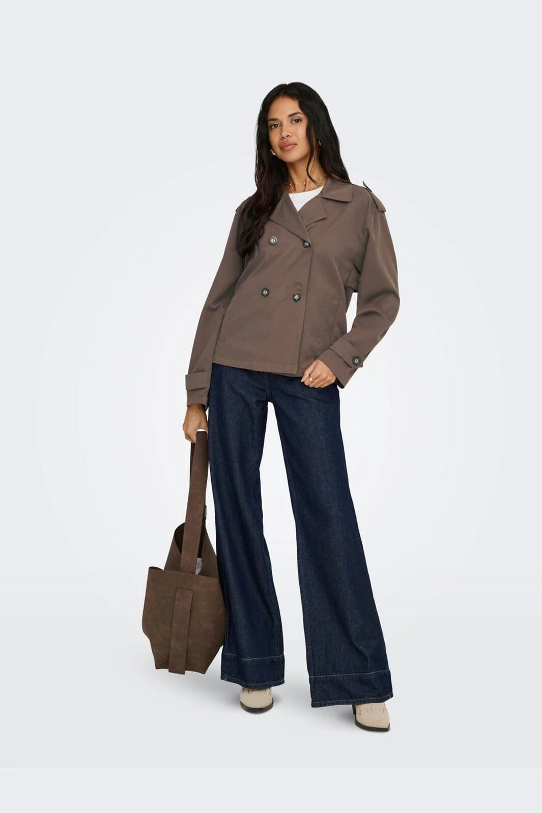 Only - Onlhannah Short Life Trenchcoat - 4986831 Chocolate Martini - Image 3
