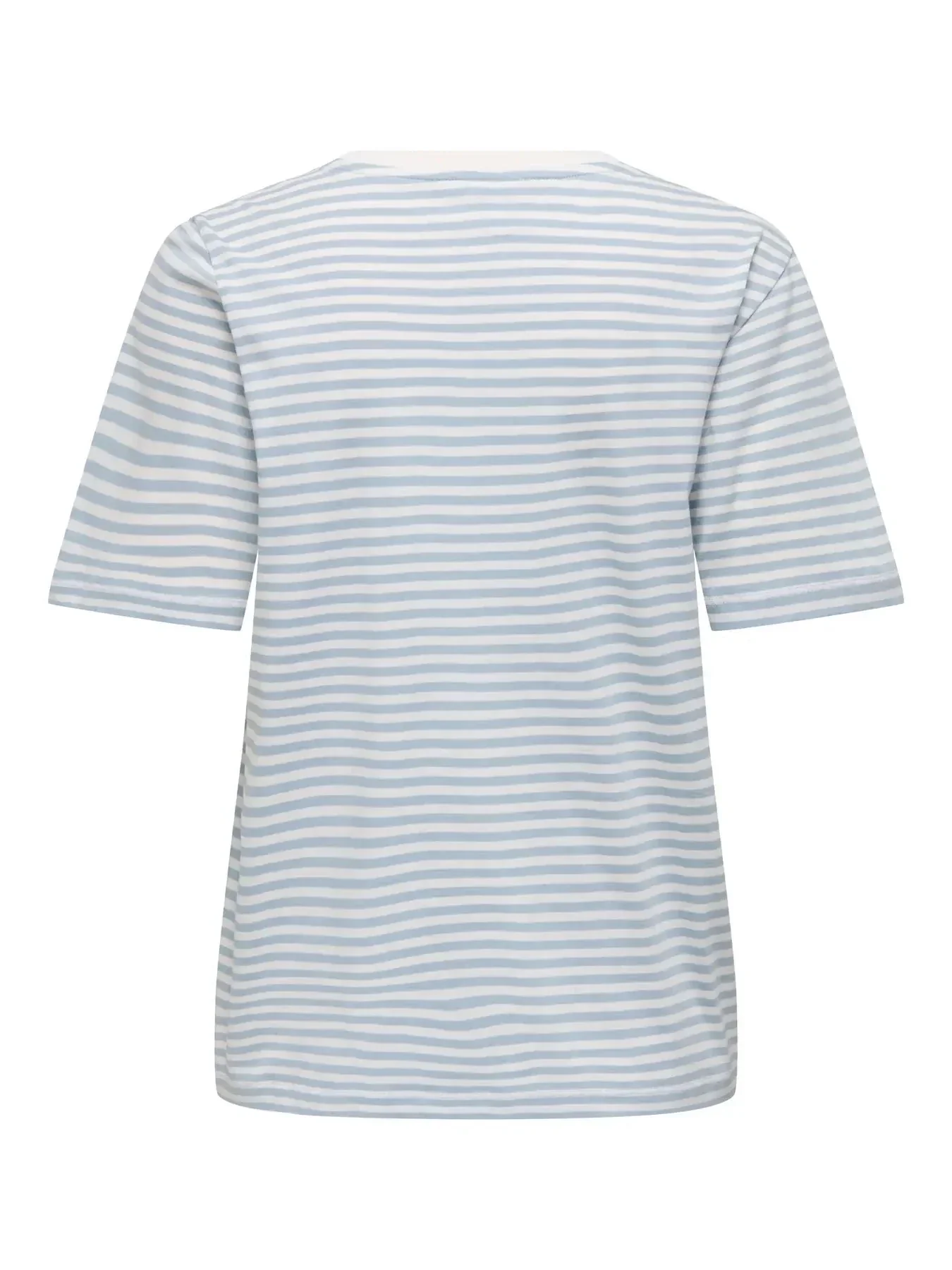 Only - Onlhappy Life S/S Emb Top - 5030049 Cloud Dancer Soft Chambray + Cherry - Image 2