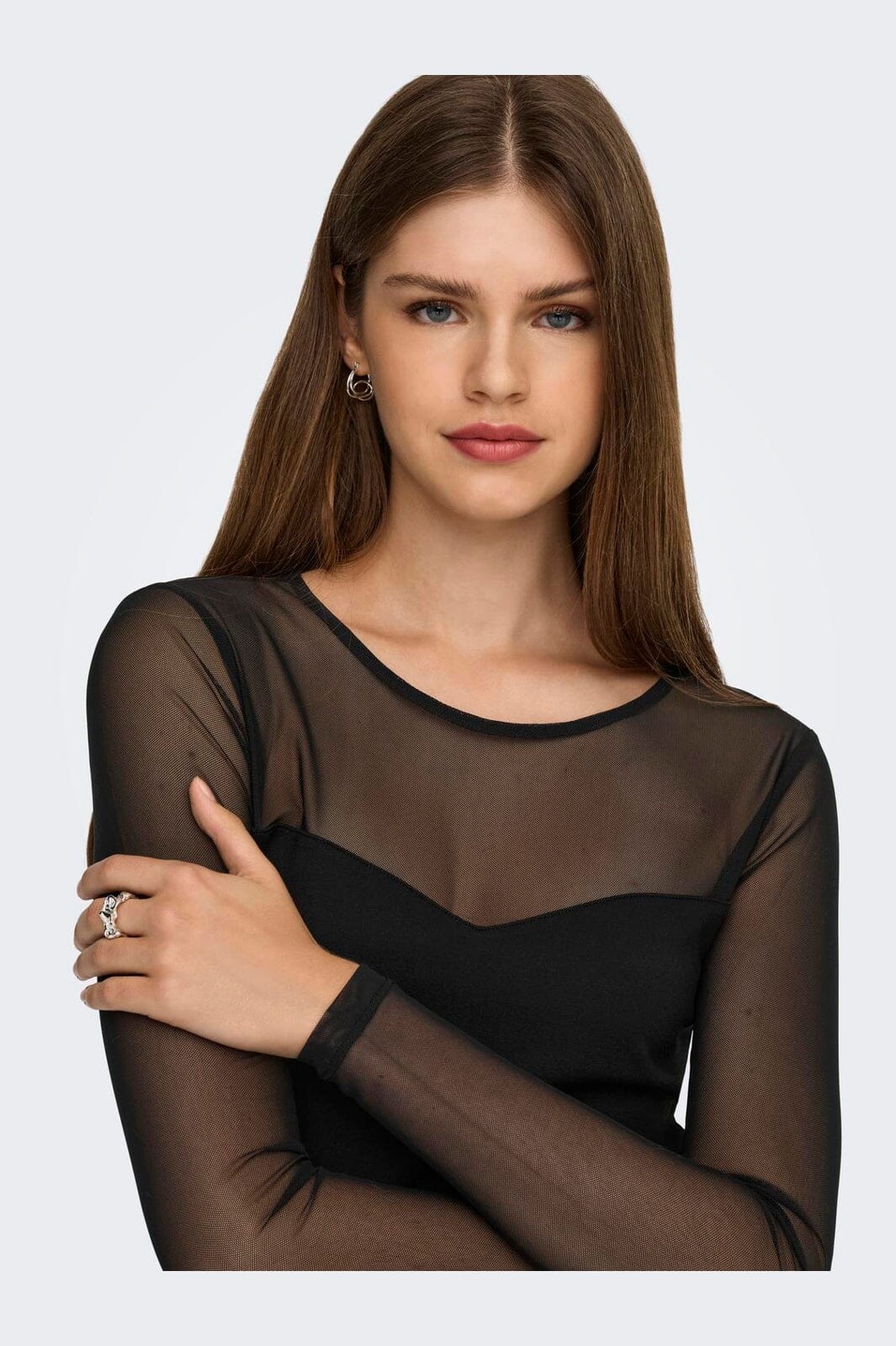 Only - Onlheart-Becki L/S Mix Bodycondress - 4866333 Black - Image 7
