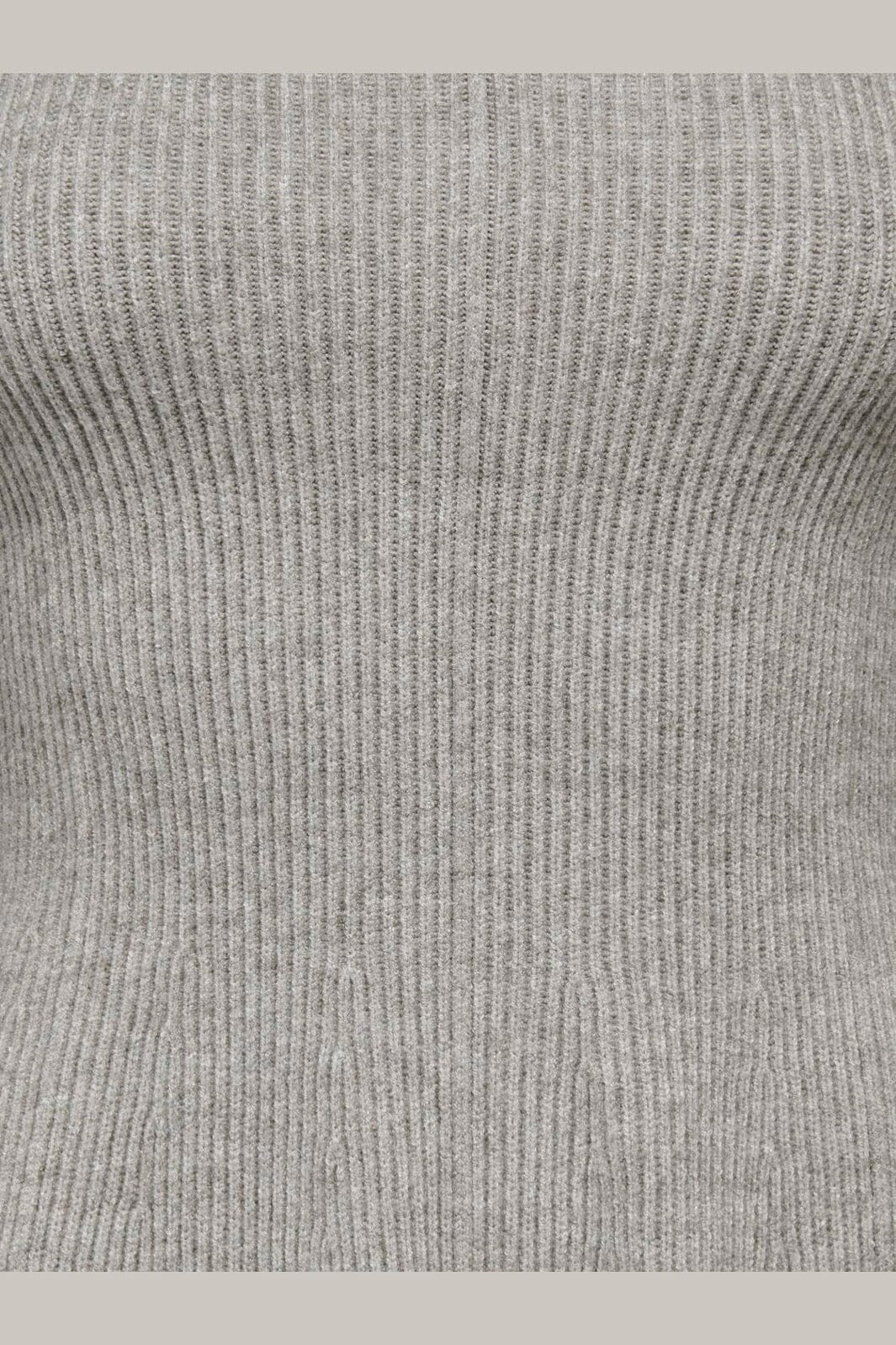 Only - Onlibi Ls V-Neck Rib Peplum Cc Knt - 5021070 Medium Grey Melange - Image 3