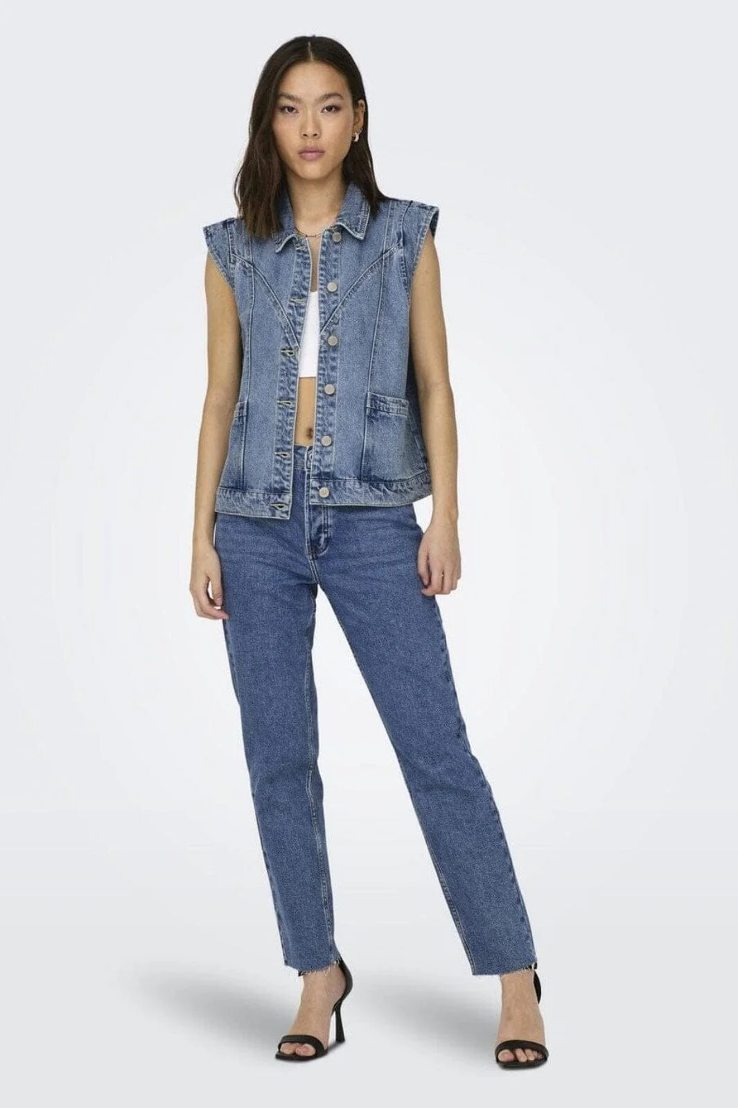 Only - Onlkennedy Sl Waistcoat - 4072086 Medium Blue Denim - Image 5