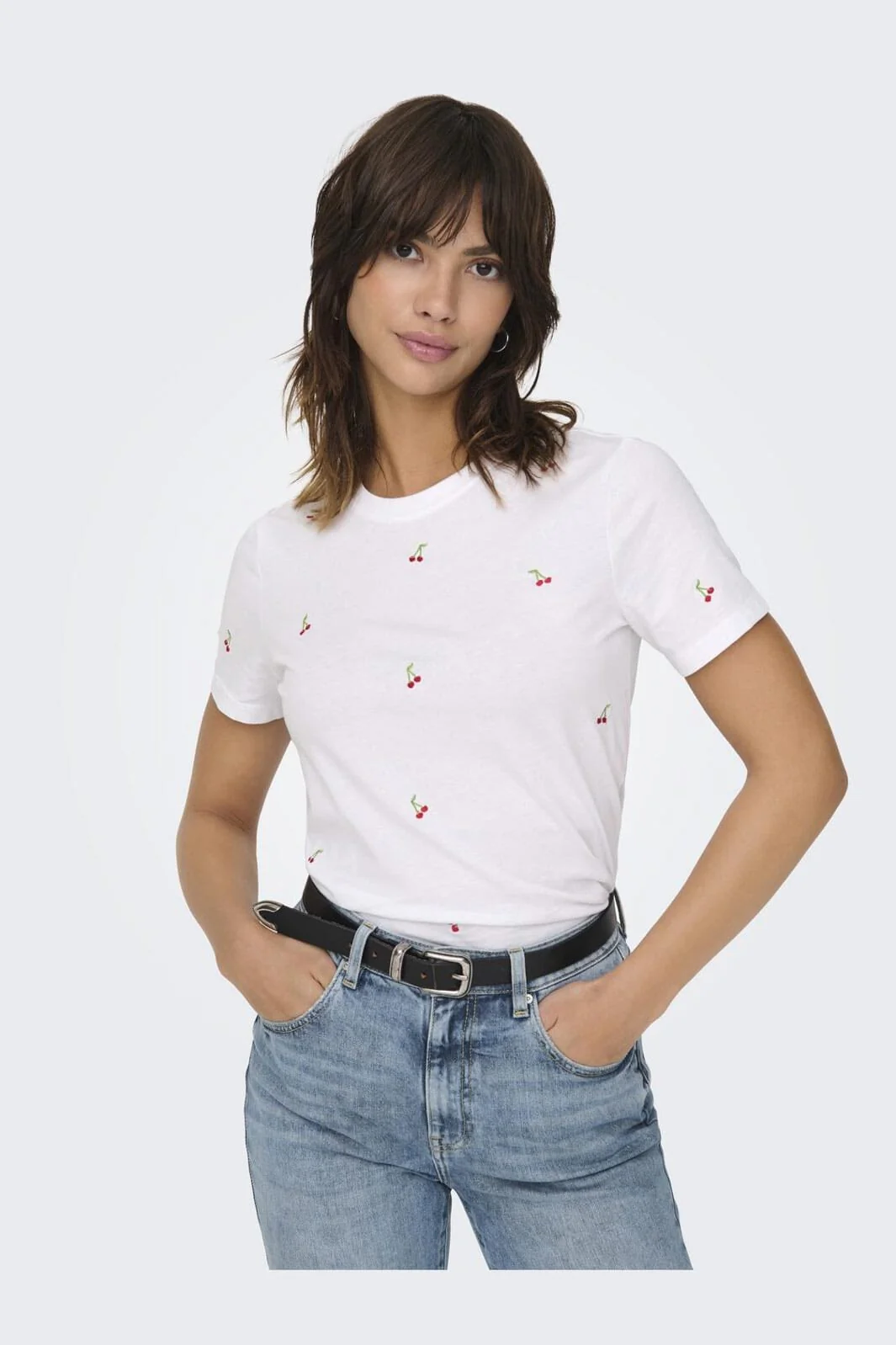 Only - Onlketty Life S/S O-Neck Top - 4761819 Bright White Cherries - Image 6