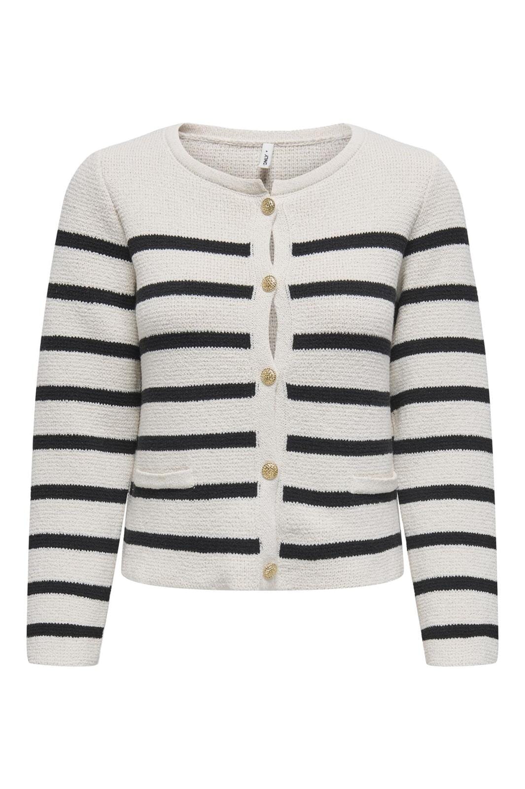 Only - Onllaura Life Ls O-Neck Cardigan Cc Knt - 4710153 Cloud Dancer W. Black - Image 2