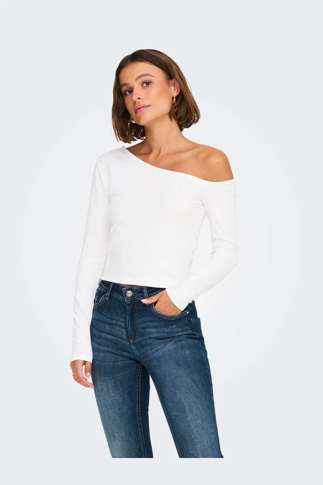 Only - Onllive Love Life L/S Oneshoulder Topjrs - 4710676 White - Image 3