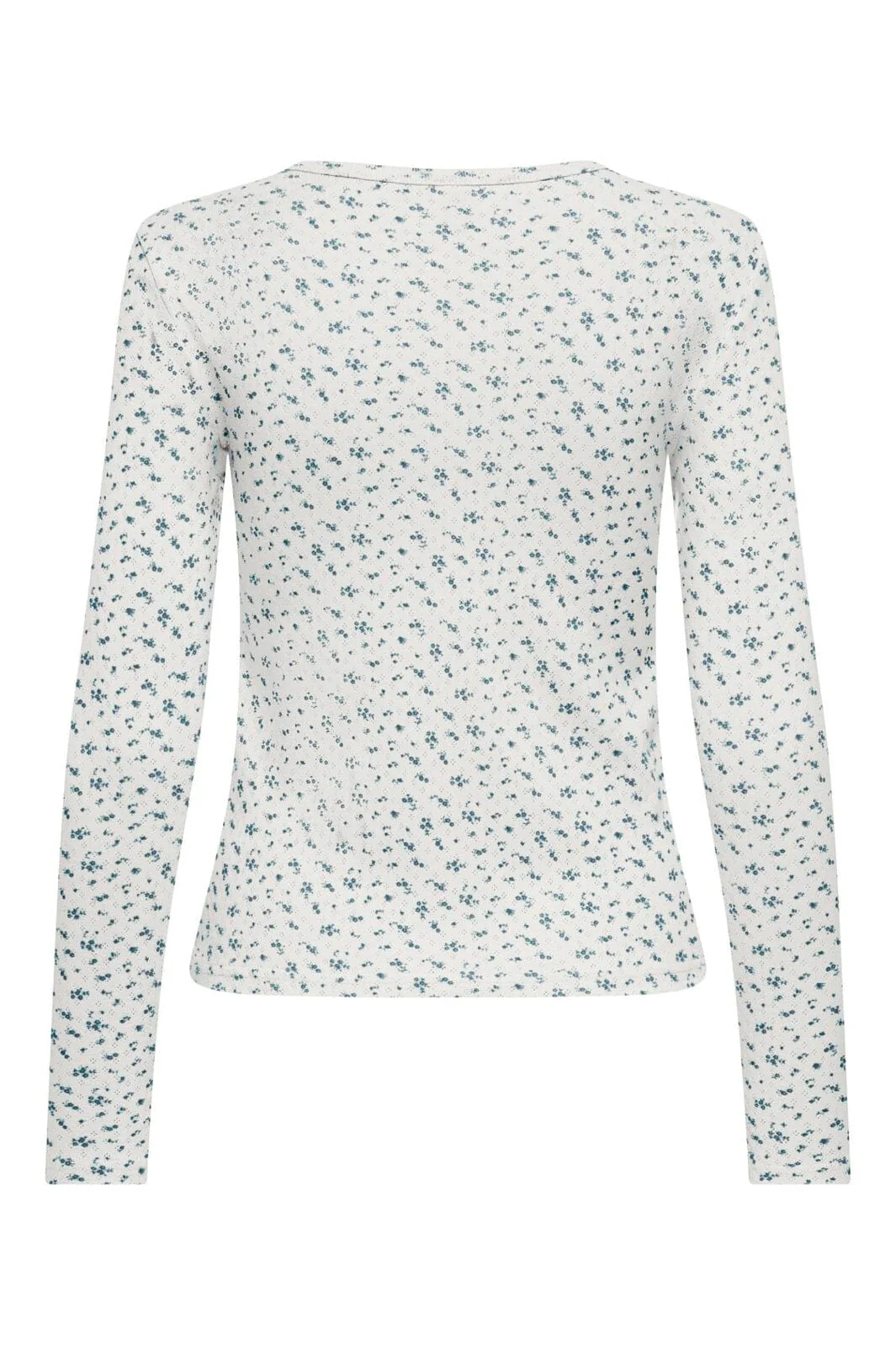 Only - Onlmadison L/S O-Neck Top - 5080716 Cloud Dancer Gry Flower Winter Sky - Image 2