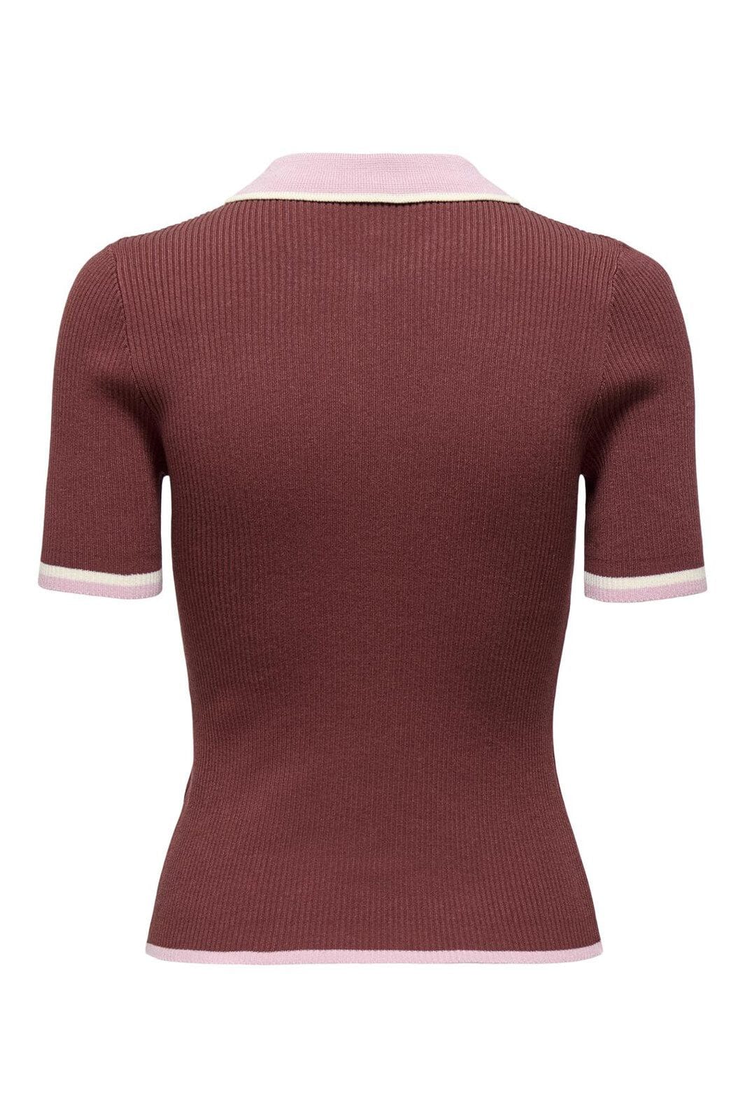 Only - Onlmeddi Life Ss Contrast Polo Cc Knt - 4972165 Spiced Apple Romance Rose/Birch/Dtm Button - Image 3