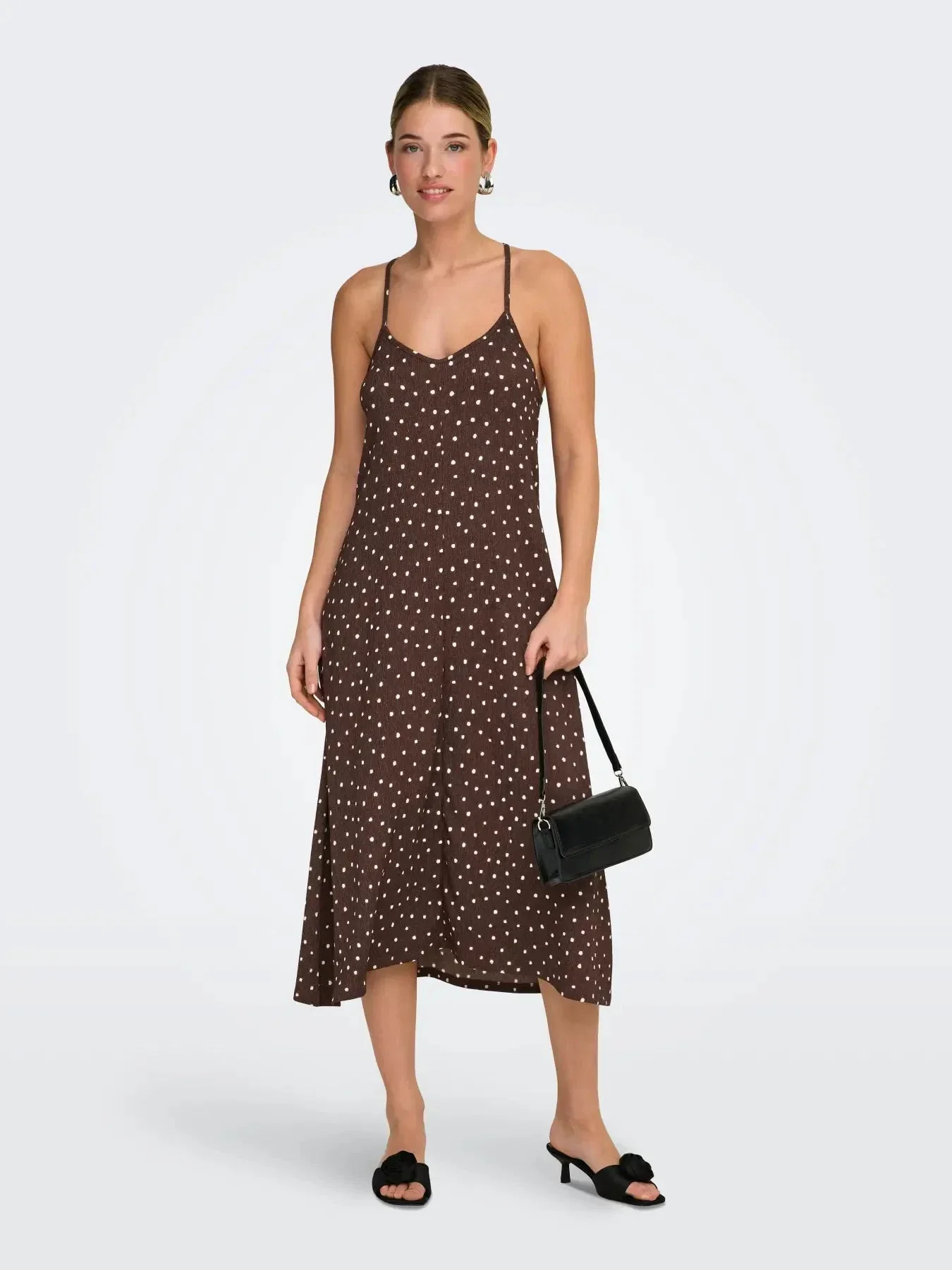 Only - Onlmolly S/L V-Neck Dress - 4989241 Shopping Bag Cloud Dancer Dots (Milly) - Image 3