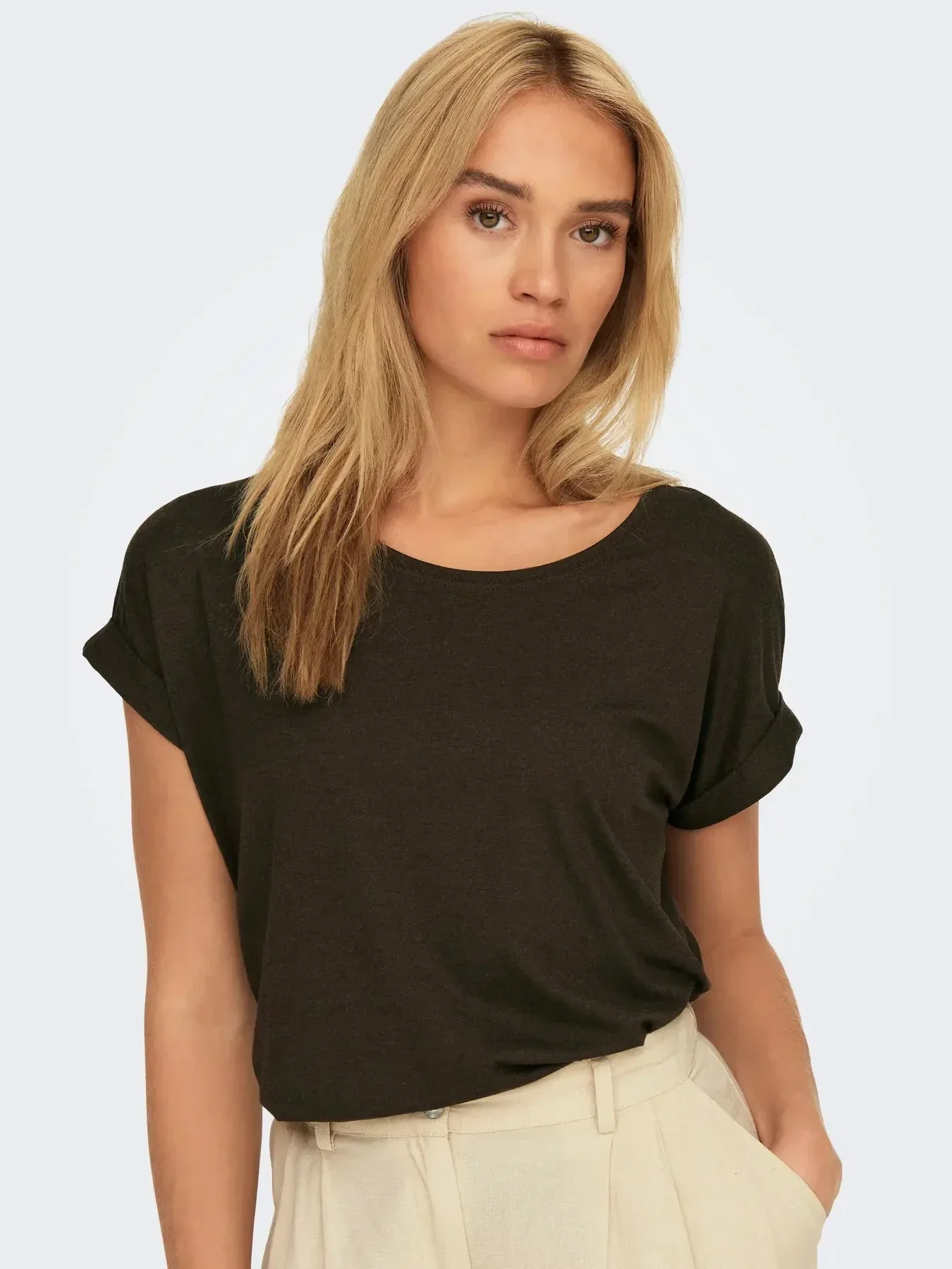 Only - Onlmoster S/S O-Neck Top - 4336607 Demitasse - Image 3