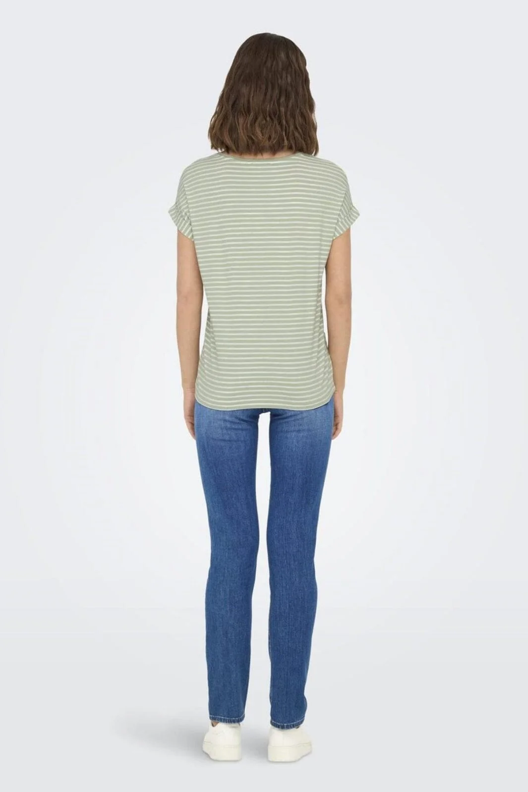 Only - Onlmoster Stripe S/S O-Neck Top - 4693929 Laurel Green Cloud Dancer - Image 5