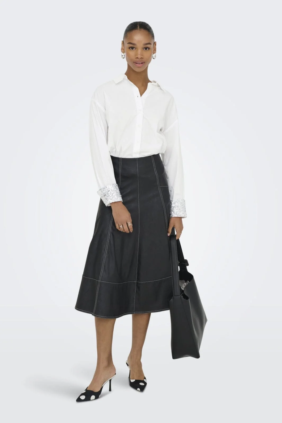 Only - Onlpanama Ls Sequines Mix Shirt - 4841579 Bright White - Image 5