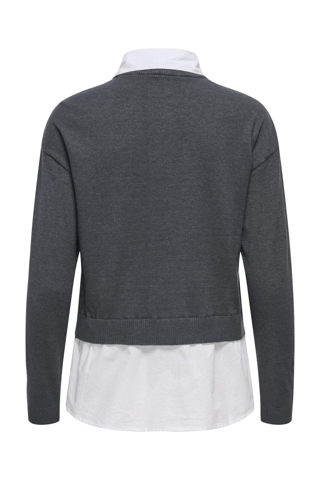 Only - Onlpayson Ls Mix Pullover Knt - 4894557 Dark Grey Melange Cloud Dancer Woven - Image 2