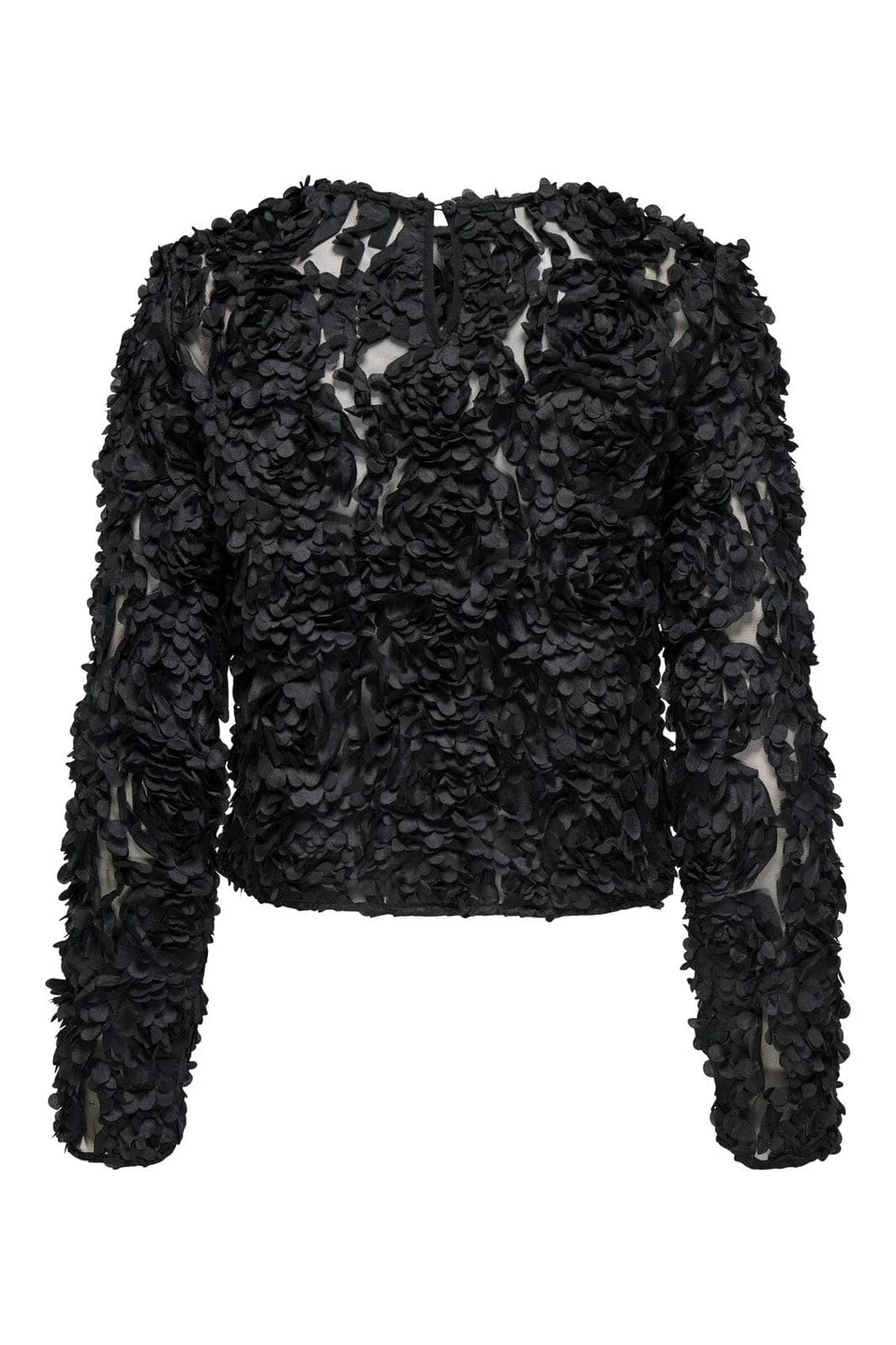 Only - Onlrosebloom L/S Top - 4913296 Black Rose Flower (Black) - Image 3