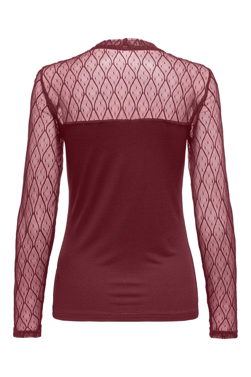 Only - Onlsalina L/S Lace Mix Top - 4928591 Cabernet - Image 2