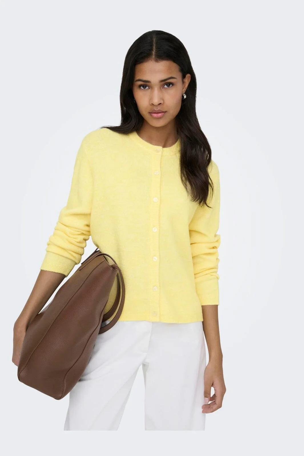 Only - Onlsimoni L/S O-Neck Cardigan Knt - 4987974 Mellow Yellow Melange - Image 6