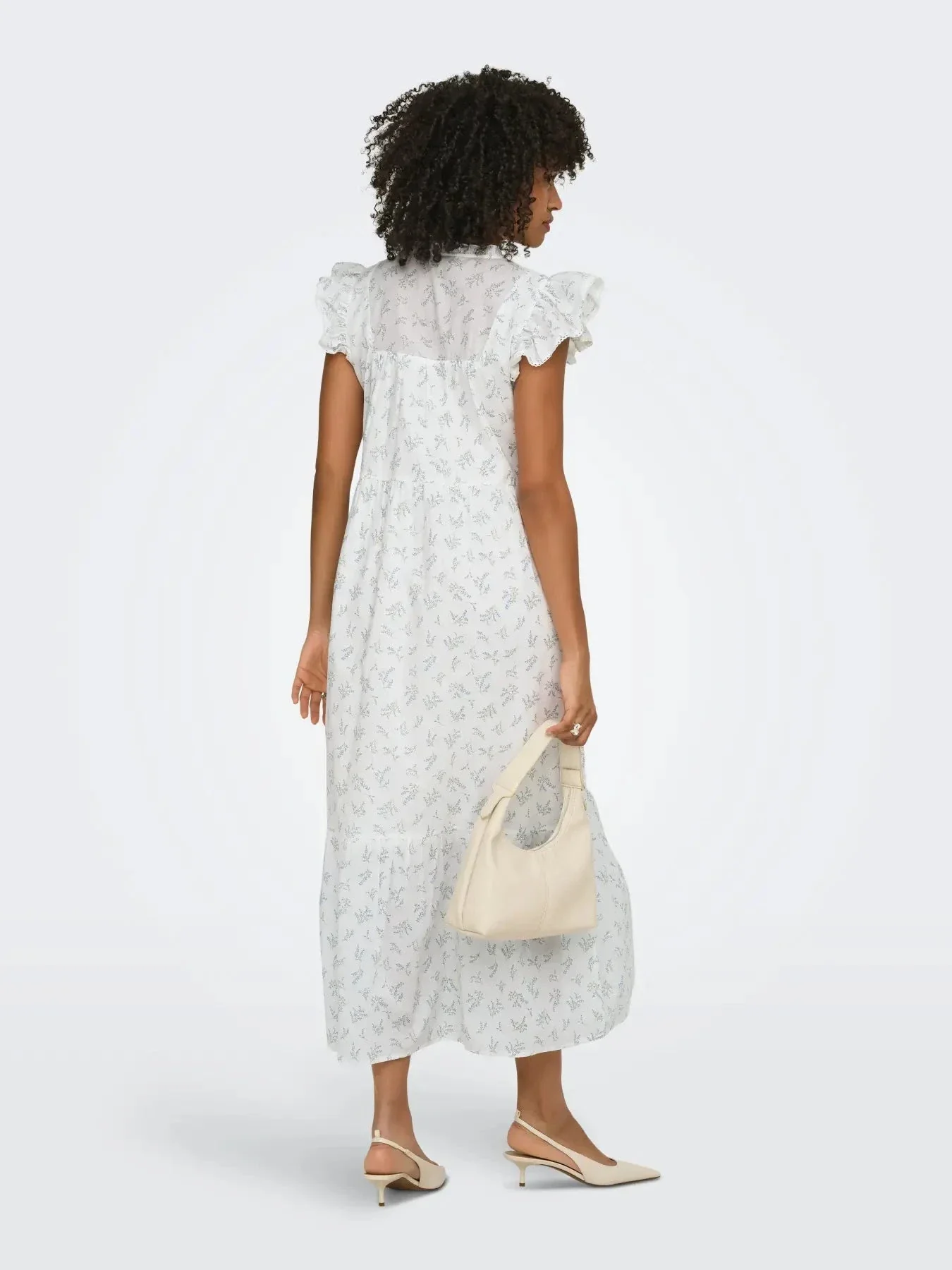 Only - Onltea-Idris S/L Frill Tape Dress - 5014284 Cloud Dancer Wild Bundels - Image 4