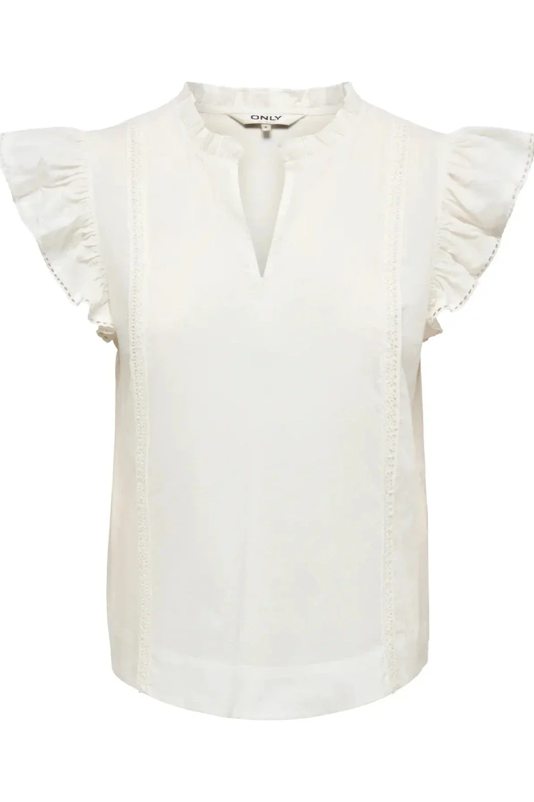 Only - Onltea-Idris S/L Frill Tape Top - 5014291 Cloud Dancer