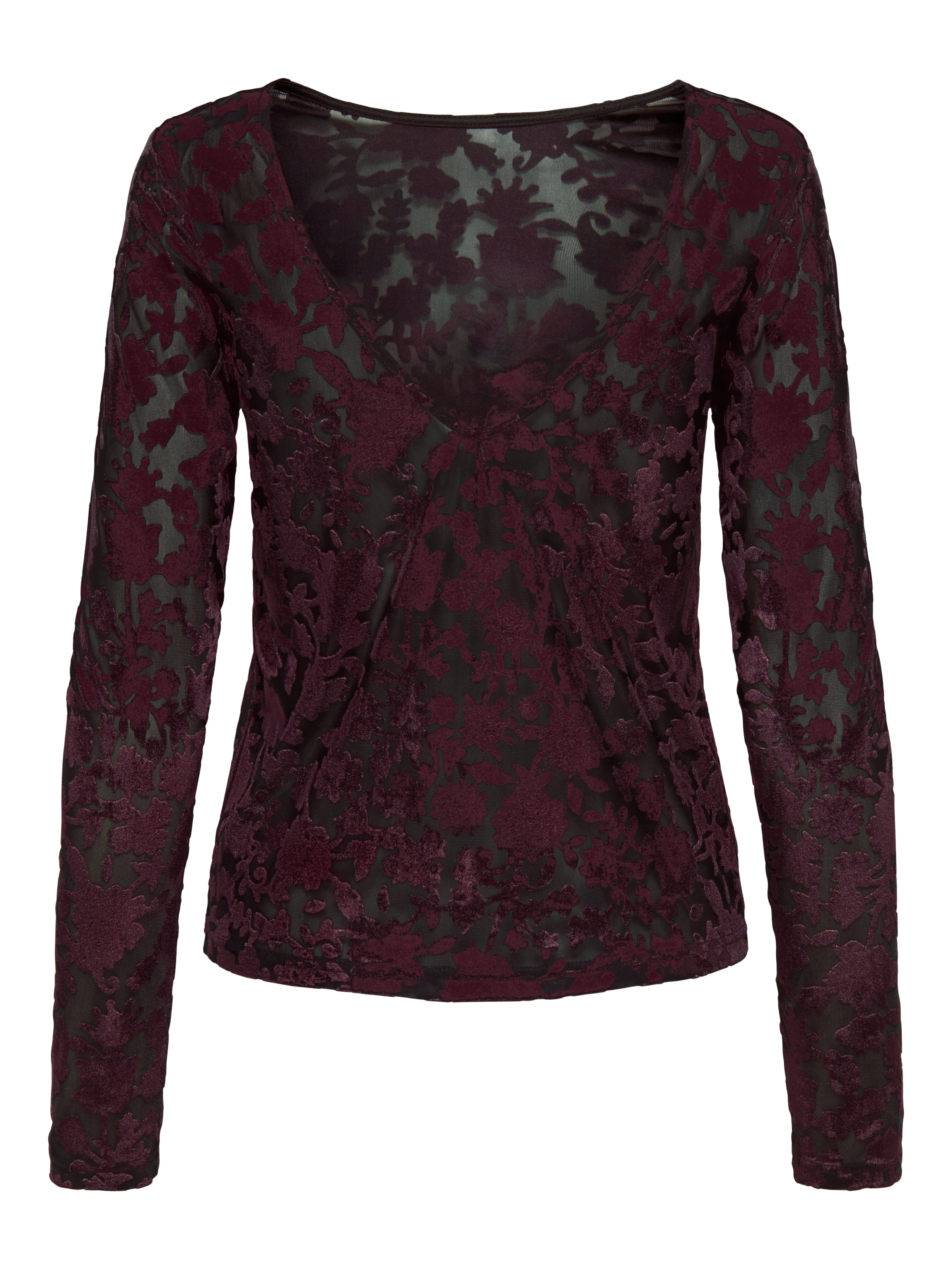 Only - Onlthea L/S Flock Top - 4982219 Black Parry Flowers (Winetasting) - Image 2