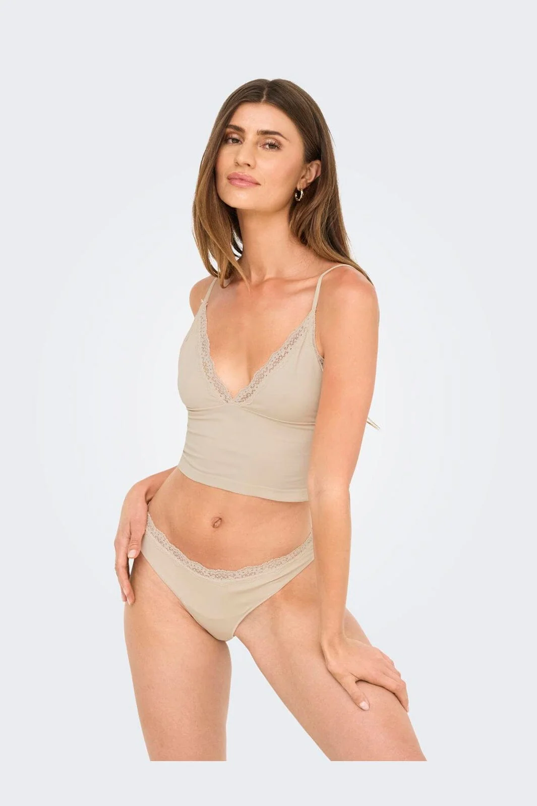 Only - Onlvicky Lace Singlet V-Neck Acc - 4816298 Peach Taffy - Image 2