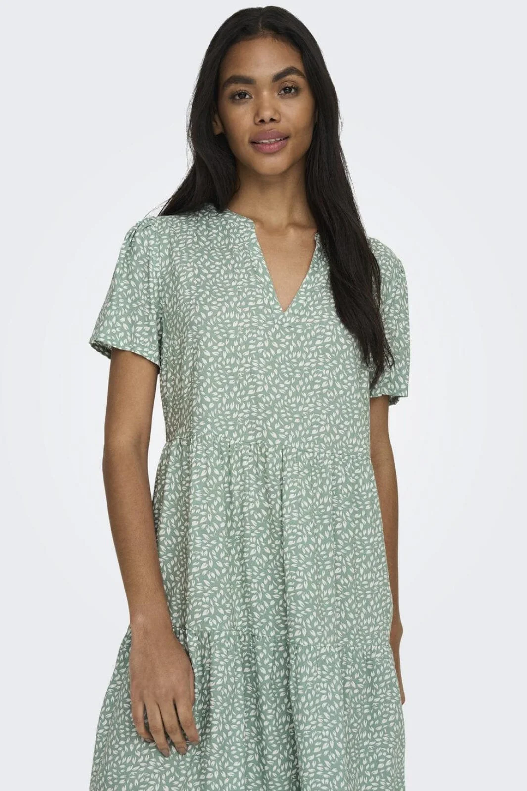Only - Onlzally Life S/S Thea Dress 15262674 - 3936374 - Chinois Green White Leafs - Image 6