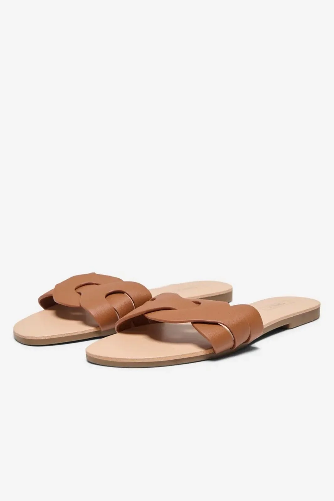 Only Shoes - Onlfeli-6 Leather Slip On Sandal - 4674179 Cognac - Image 5