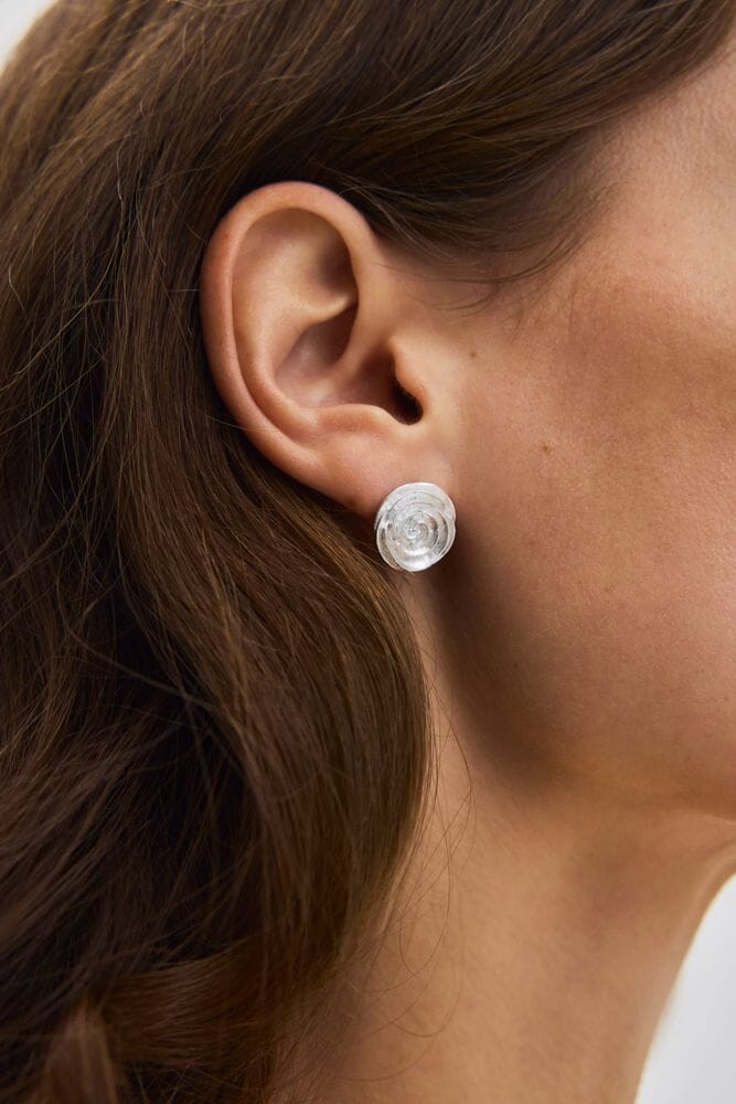 Pernille Corydon Jewellery - Large Rose Earsticks e-537-s - Recycled Sterling Silver - Image 2