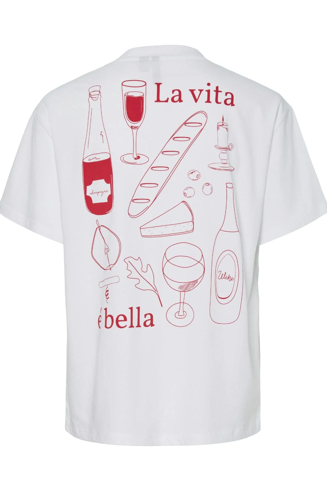 Pieces - Pcalma Ss O-Neck Loose Tee Box - 4767945 Bright White Red La Vita - Image 2