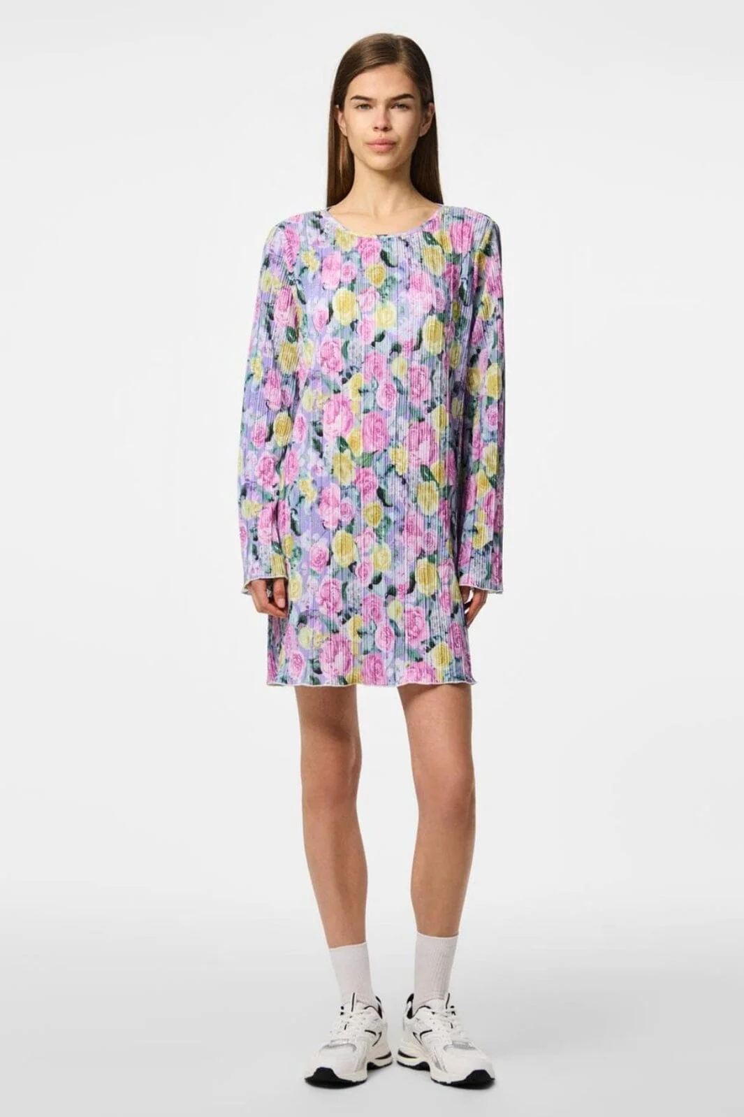 Pieces - Pcamber Ls Short Dress Kca - 4842926 Lavender Blurry Flowers - Image 3