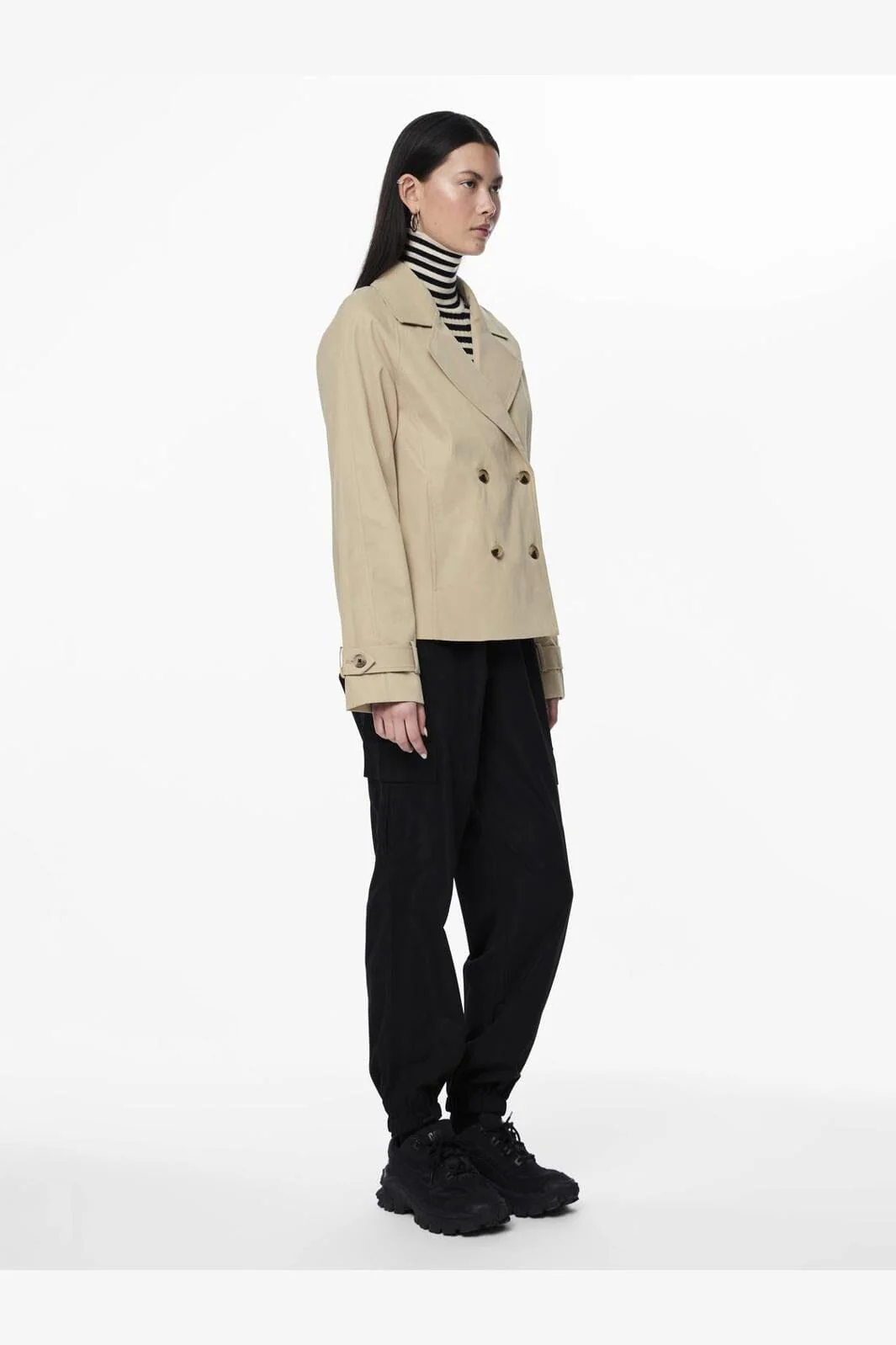 Pieces - Pcbille Short Trenchcoat - 4443826 Warm Sand - Image 4