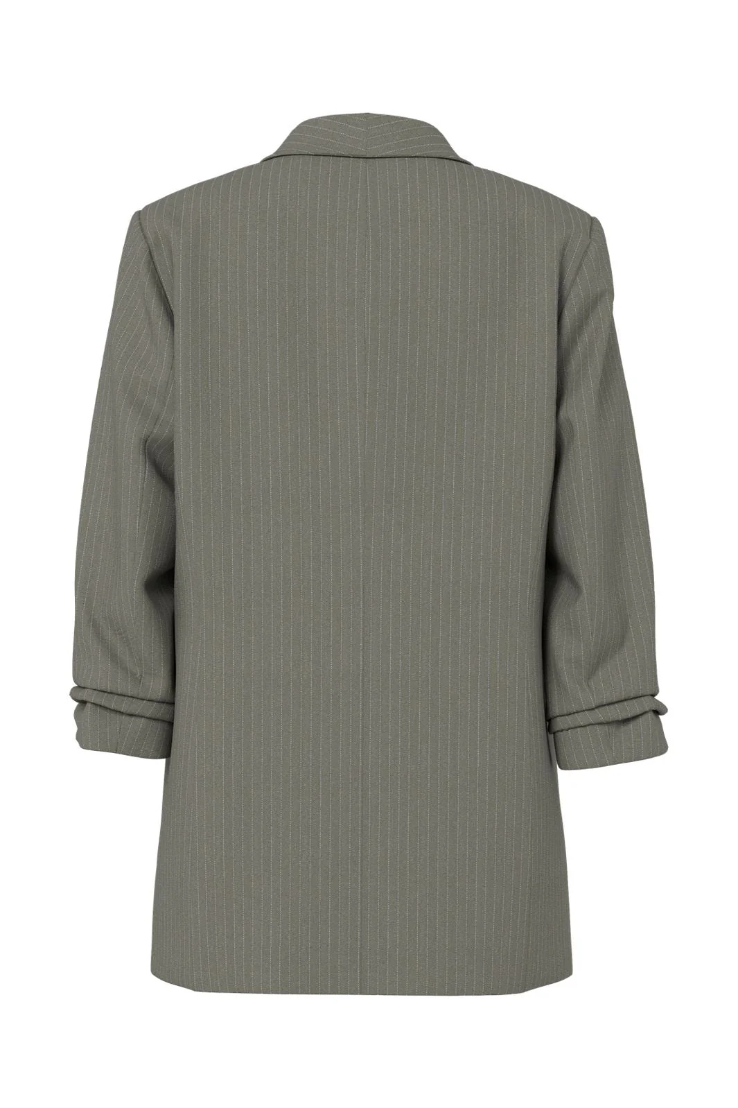 Pieces - Pcbosella 3/4 Pinstripe Blazer - 4899433 Deep Lichen Green Cloud Dancer Pinstripe - Image 2