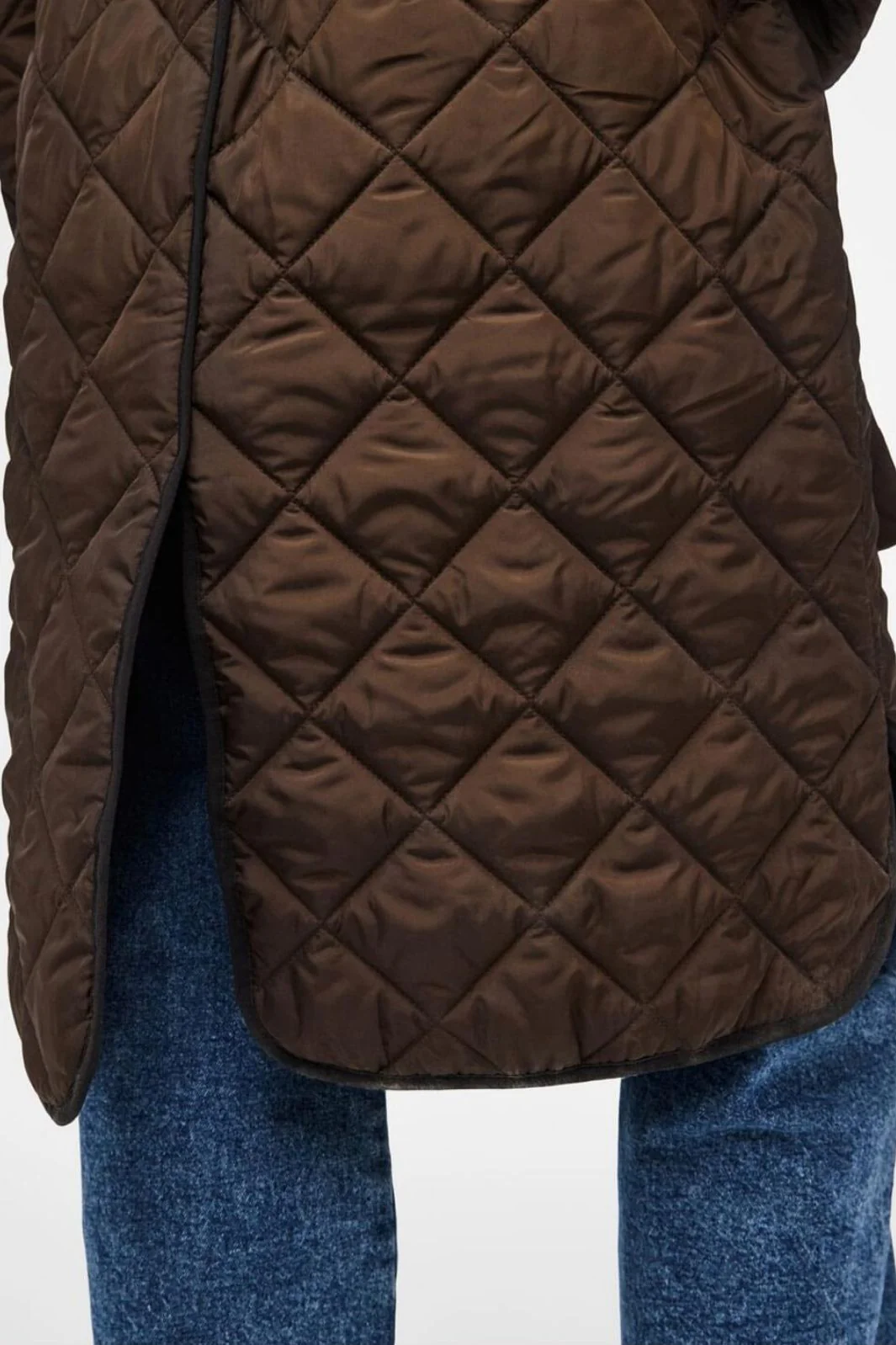 Pieces - Pcemily Long Quilted Jacket - 4816860 Hot Fudge Black Bindings - Image 5