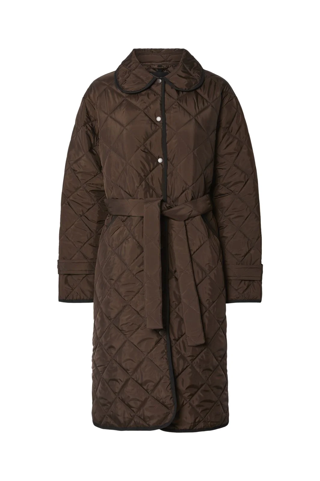 Pieces - Pcemily Long Quilted Jacket - 4816860 Hot Fudge Black Bindings - Image 6