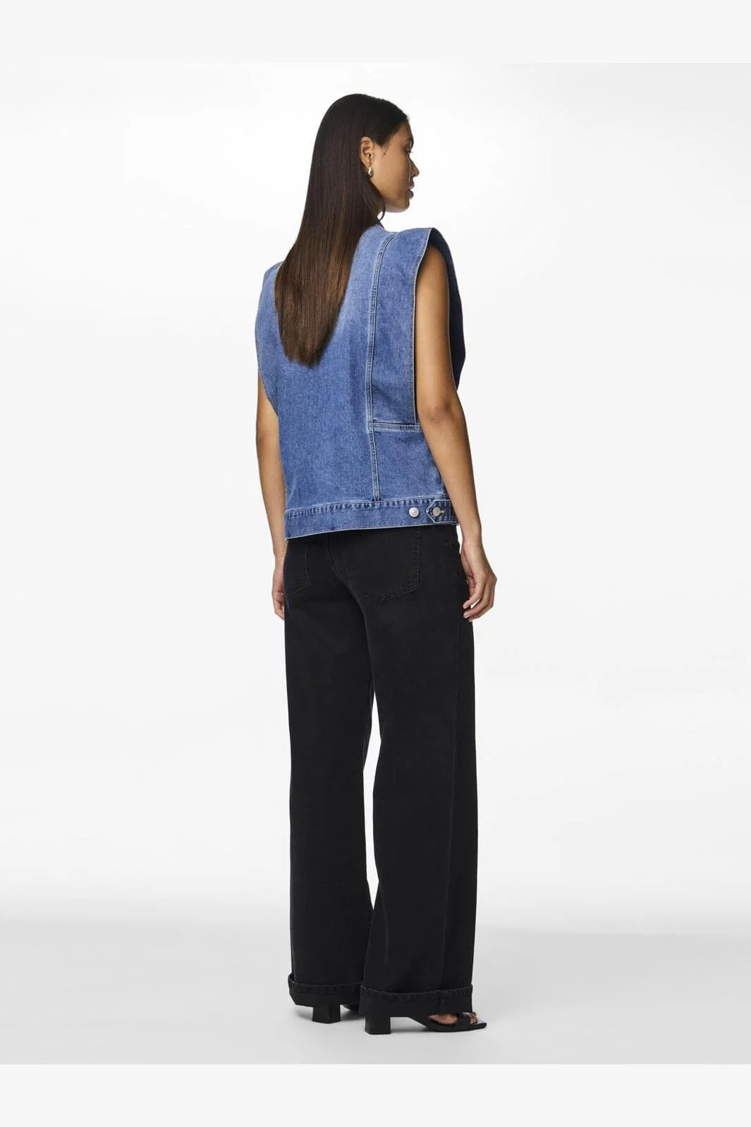 Pieces - Pcfemma Loose Denim Vest Fsy - 4745770 Medium Blue Denim - Image 5