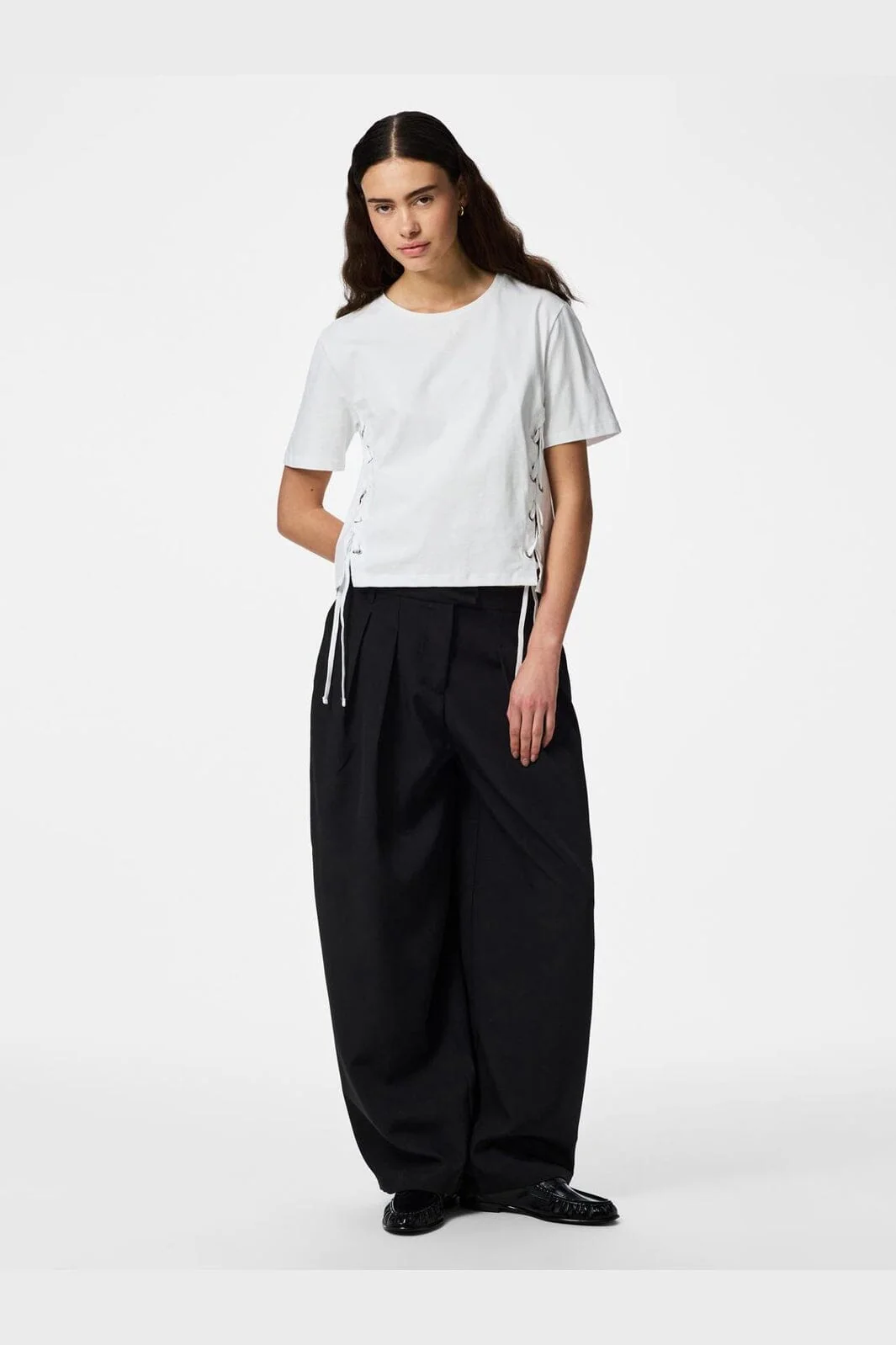 Pieces - Pcfenja Ss Tie Detail T-Shirt Jsr Pp - 5100337 Bright White - Image 2