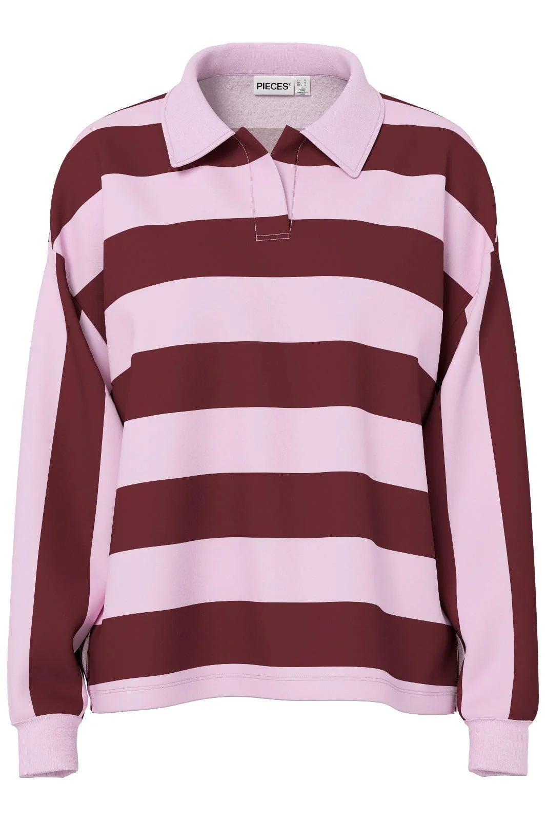 Pieces - Pcfilucca Ls Loose Polo Shirt - 5080296 Tawny Port Pink Tulle