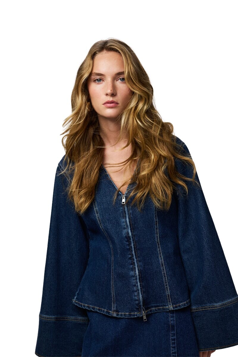 Pieces - Pcflora Ls Denim Shirt - 4930956 Dark Blue Denim - Image 10