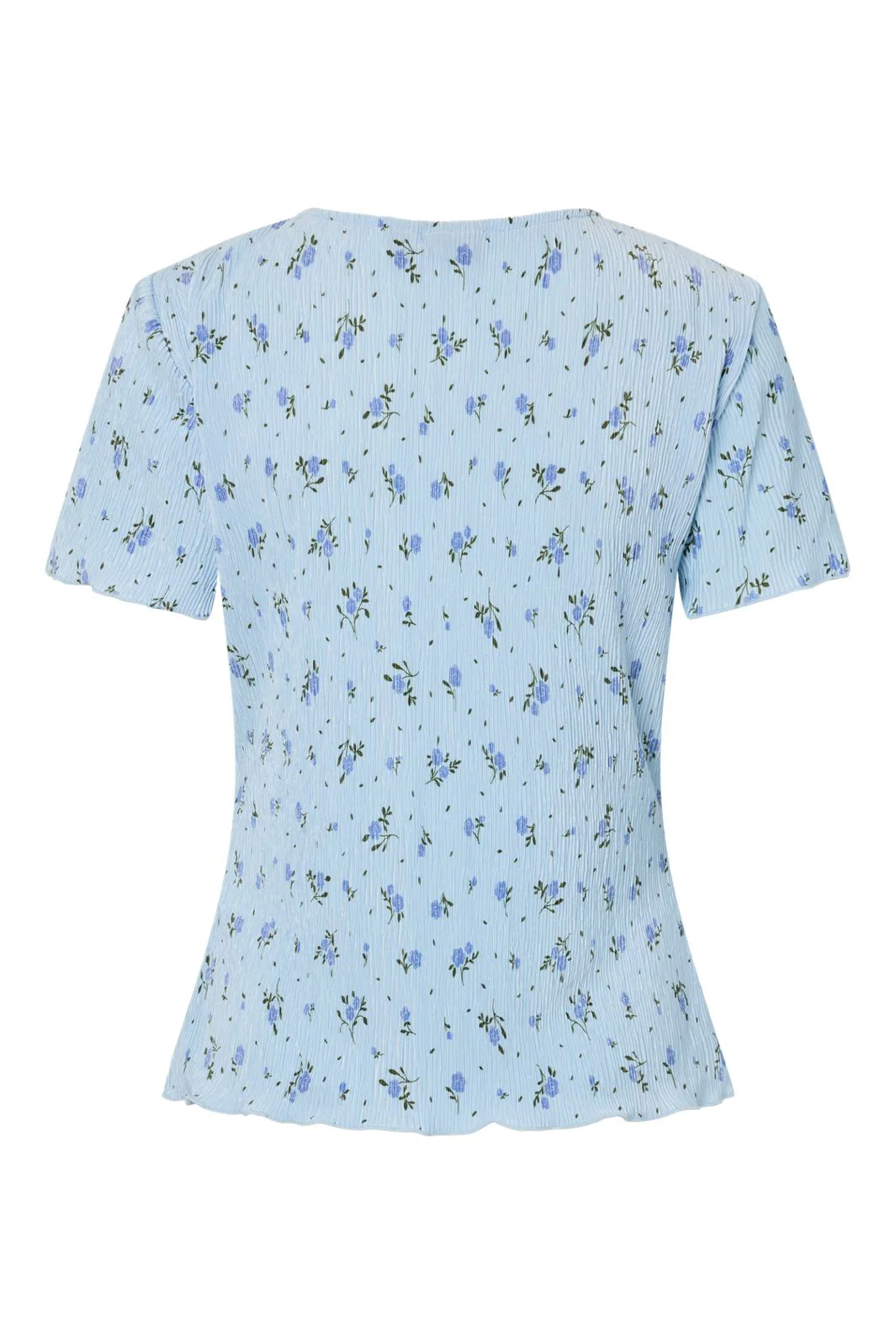 Pieces - Pcflora Ss O-Neck Top Msa - 4963673 Cashmere Blue Blue Flowers - Image 2