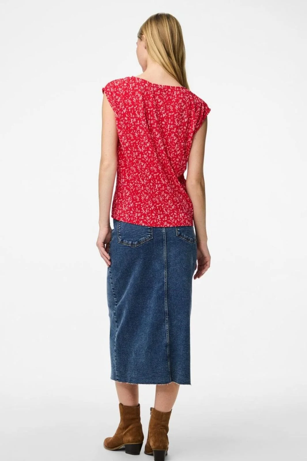 Pieces - Pcflora Ss V-Neck Top - 4699179 Lollipop Small Flower - Image 5