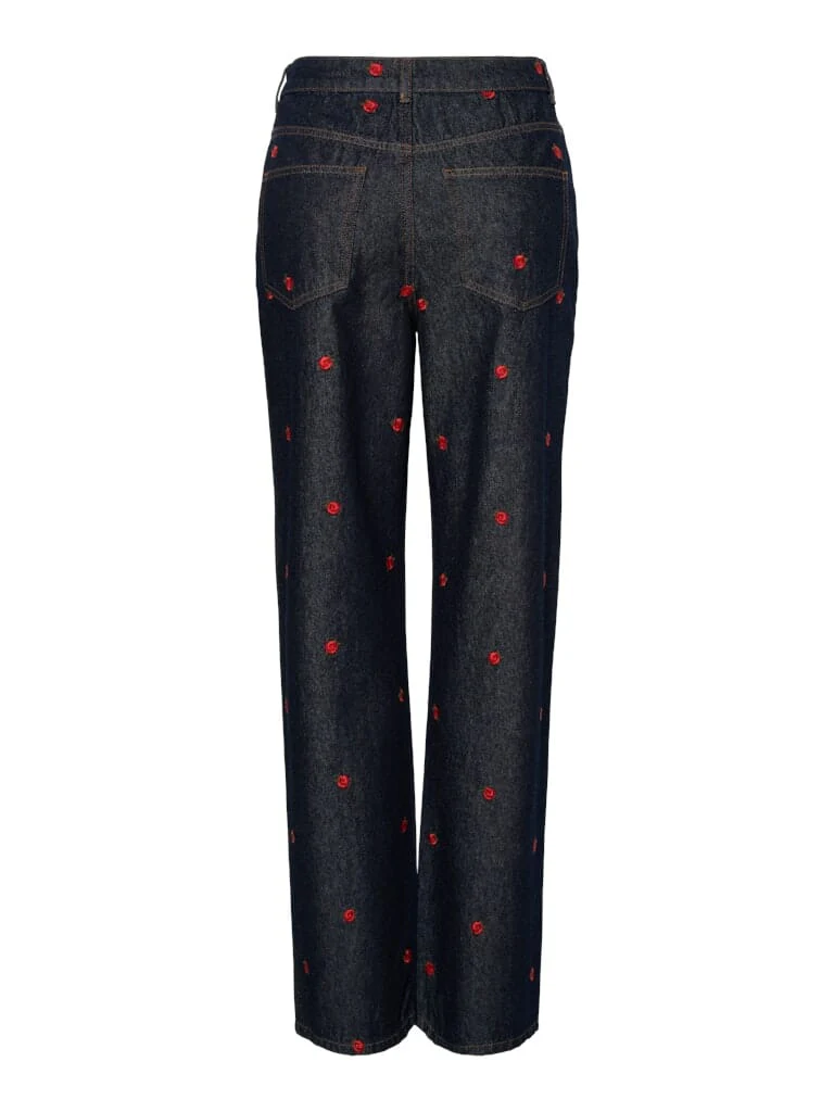 Pieces - Pcjava Straight Jeans - 4888513 Dark Blue Denim Rose - Image 2