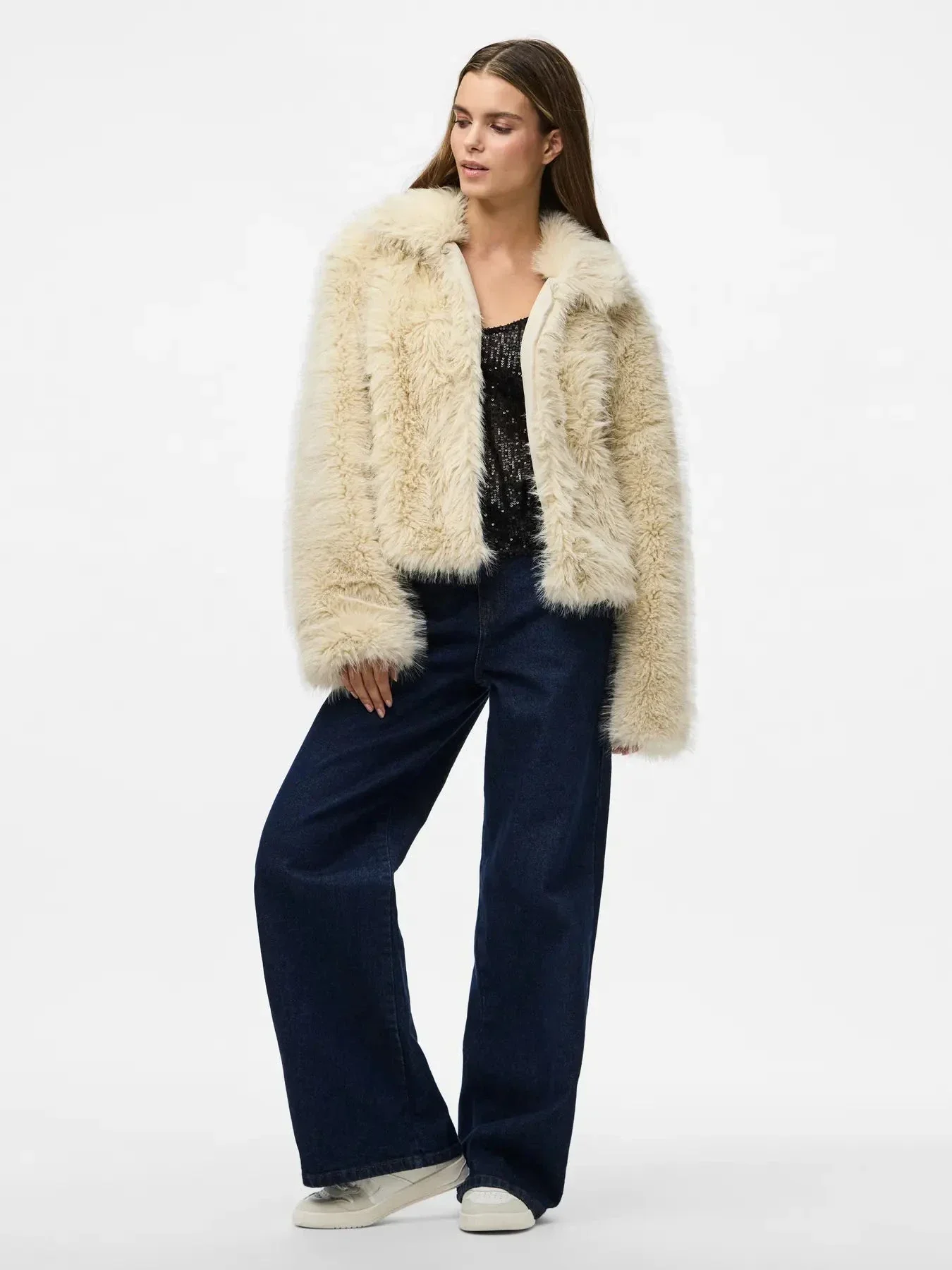 Pieces - Pcjilla Short Fluffy Jacket - 4803752 Birch - Image 3