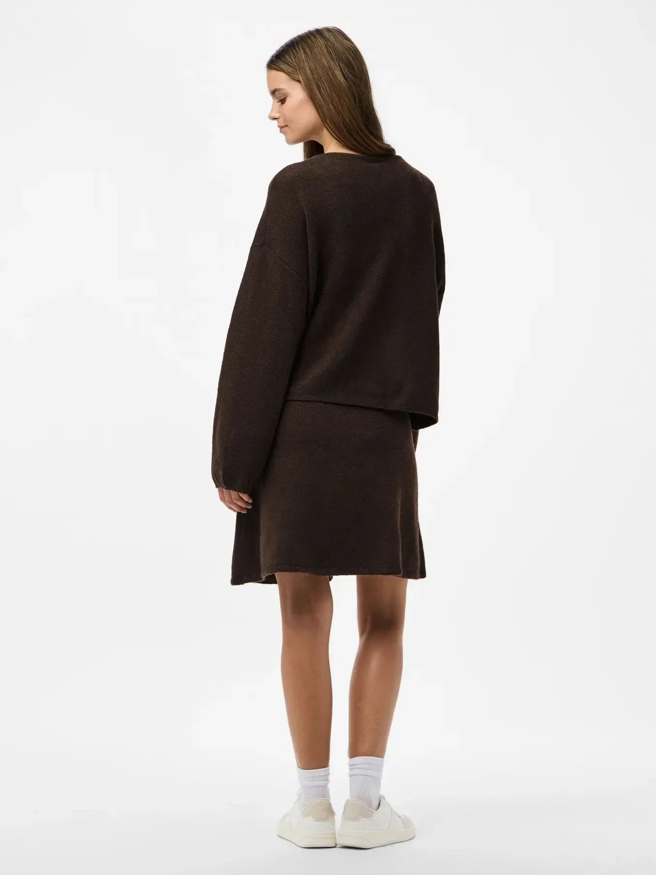 Pieces - Pcjunna Ls V-Neck Knit Cardigan - 4819445 Hot Fudge Melange - Image 6